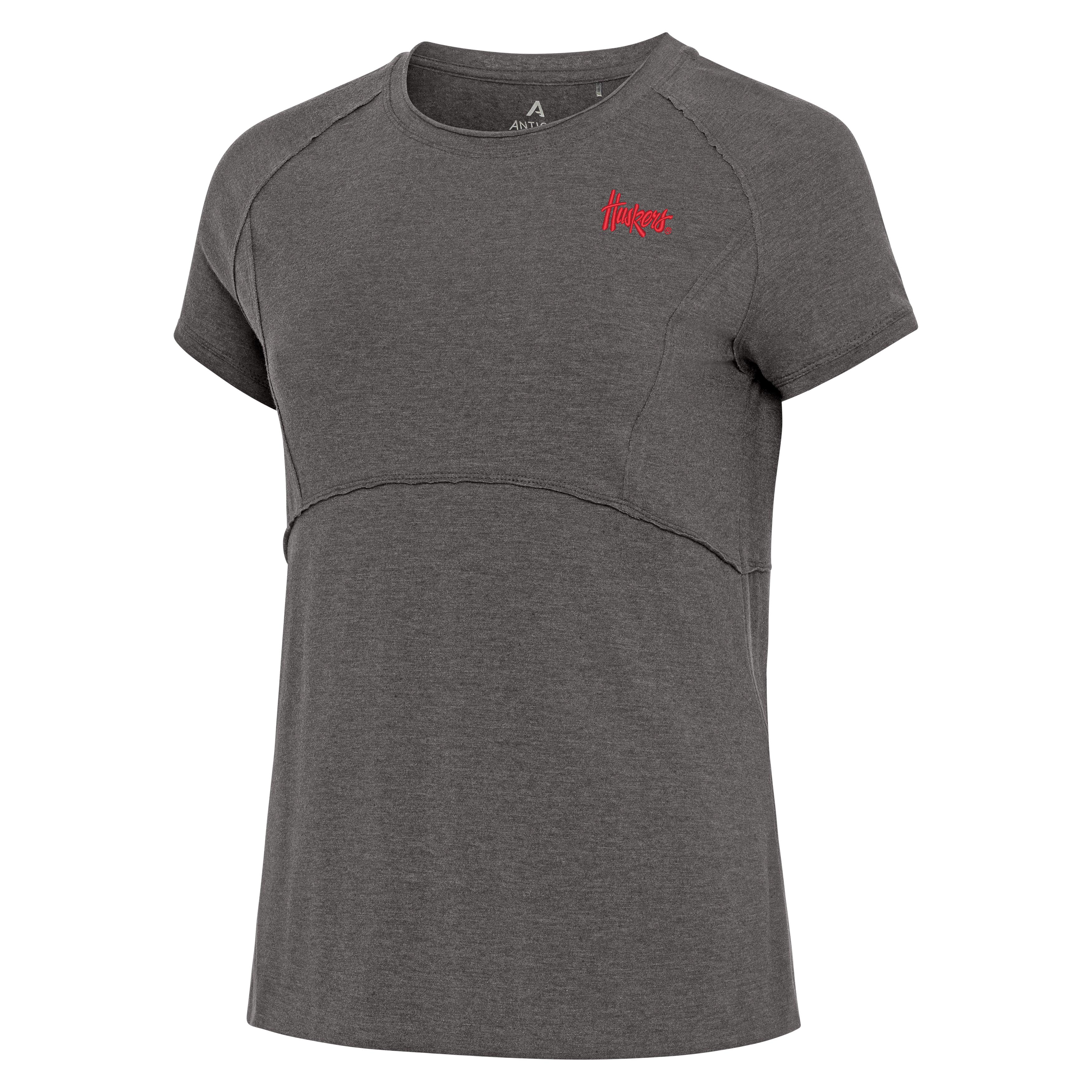 Antigua Women's Black Heather Pick Up Top - Nebraska Cornhuskers