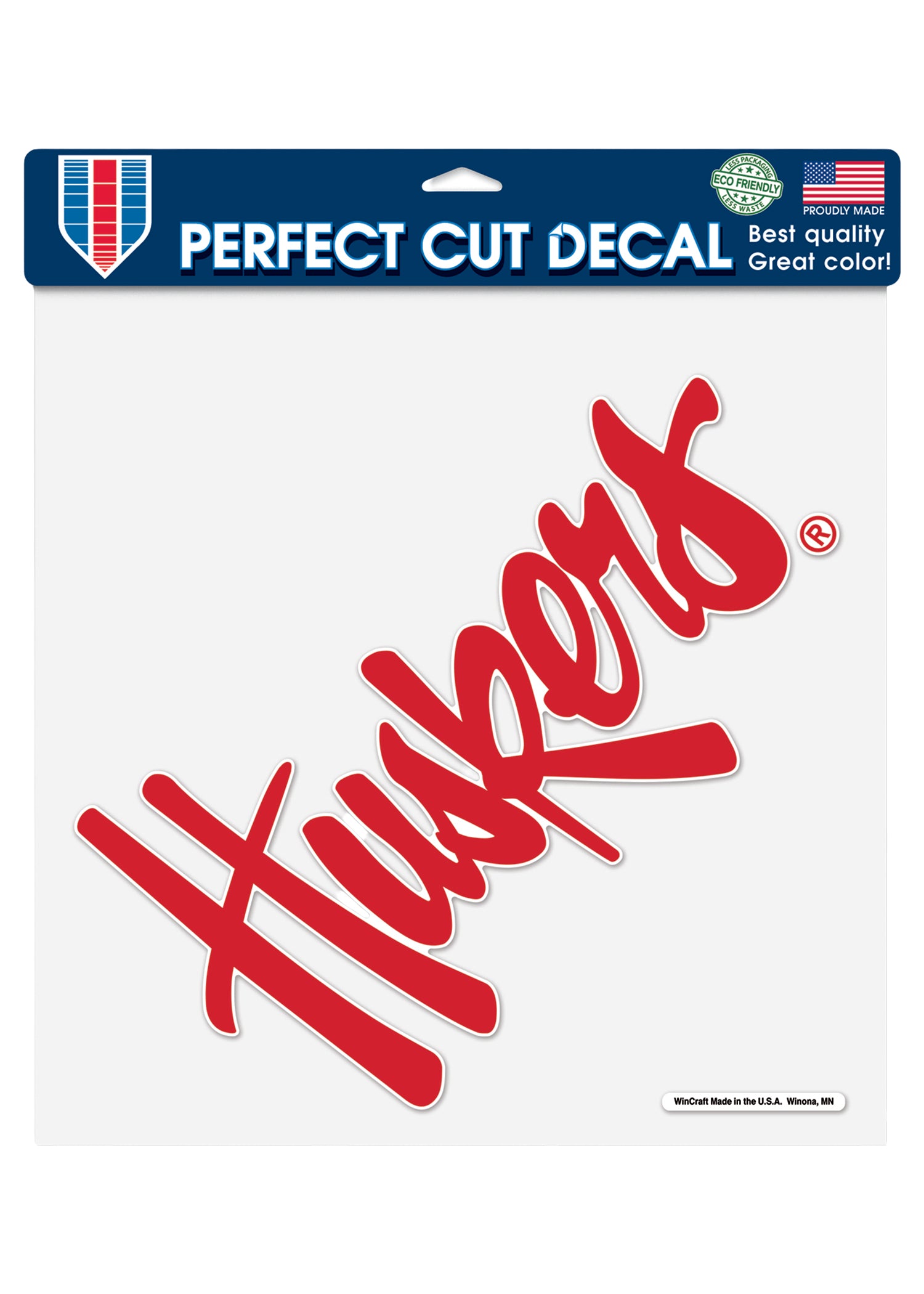 12x12 Perfect Cut Decal Script Huskers Nebraska Cornhuskers