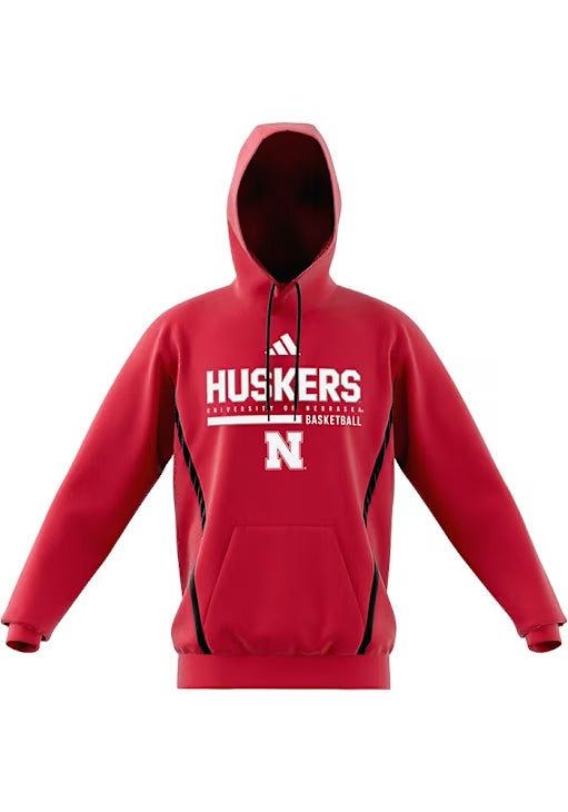 ADIDAS NEBRASKA CORNHUSKERS MENS RED LOCKER BASKETBALL HOOD