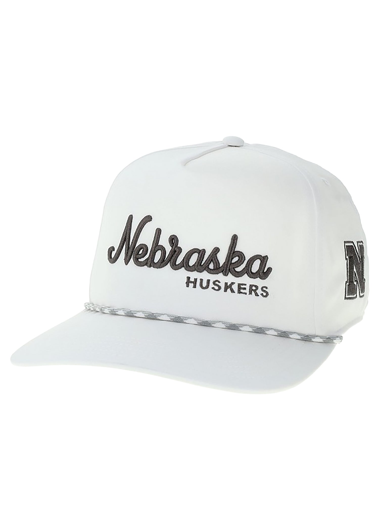 White with Grey Lettering Hat, Snapback, Curved Bill