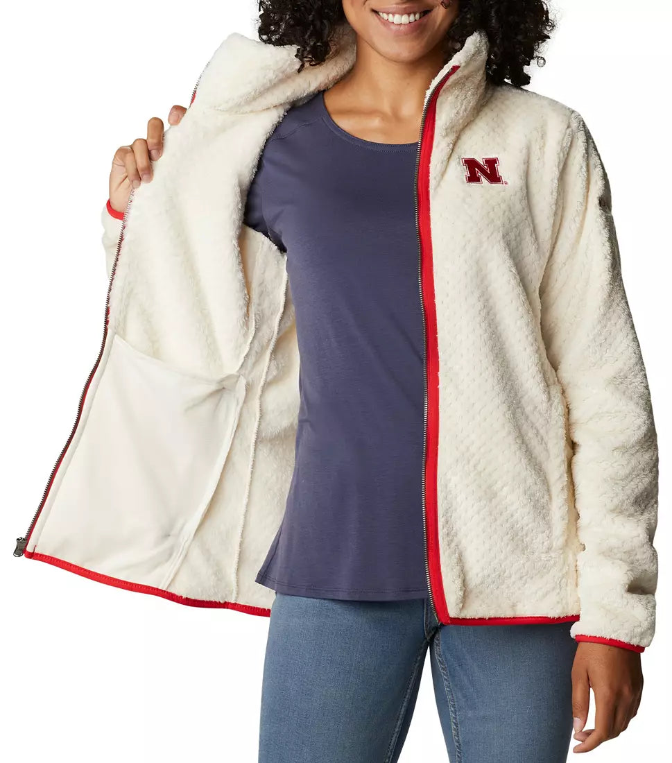Columbia Women's Nebraska Cornhuskers Chalk Fireside Sherpa Full-Zip Jacket