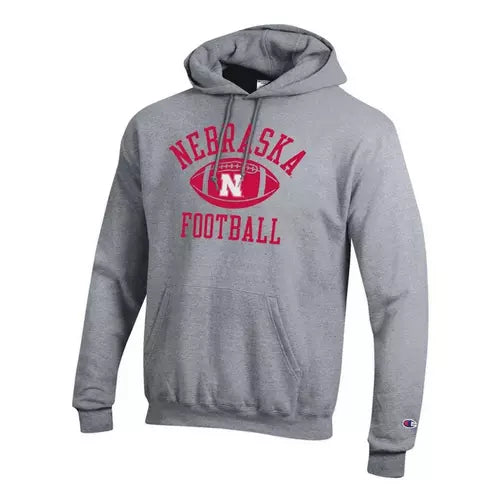Champion Nebraska Cornhuskers Arch Football Hoodie -Grey