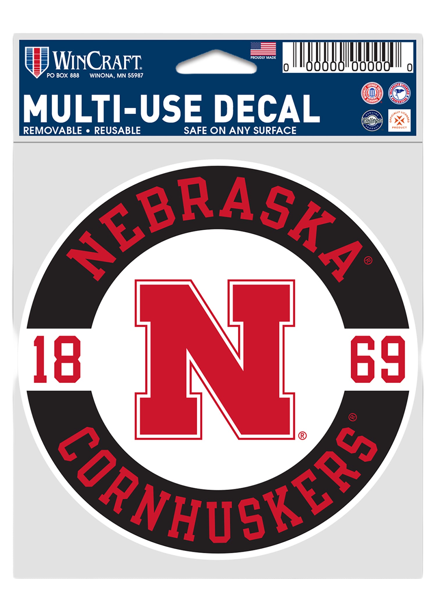 3.75x5 Multi-Use Decal Nebraska Cornhuskers N 1869