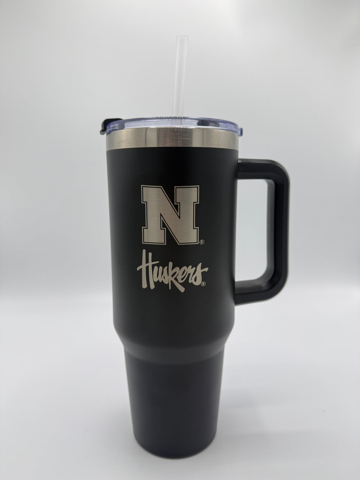 Black Etched Colossal Handled Tumbler - Nebraska Cornhuskers