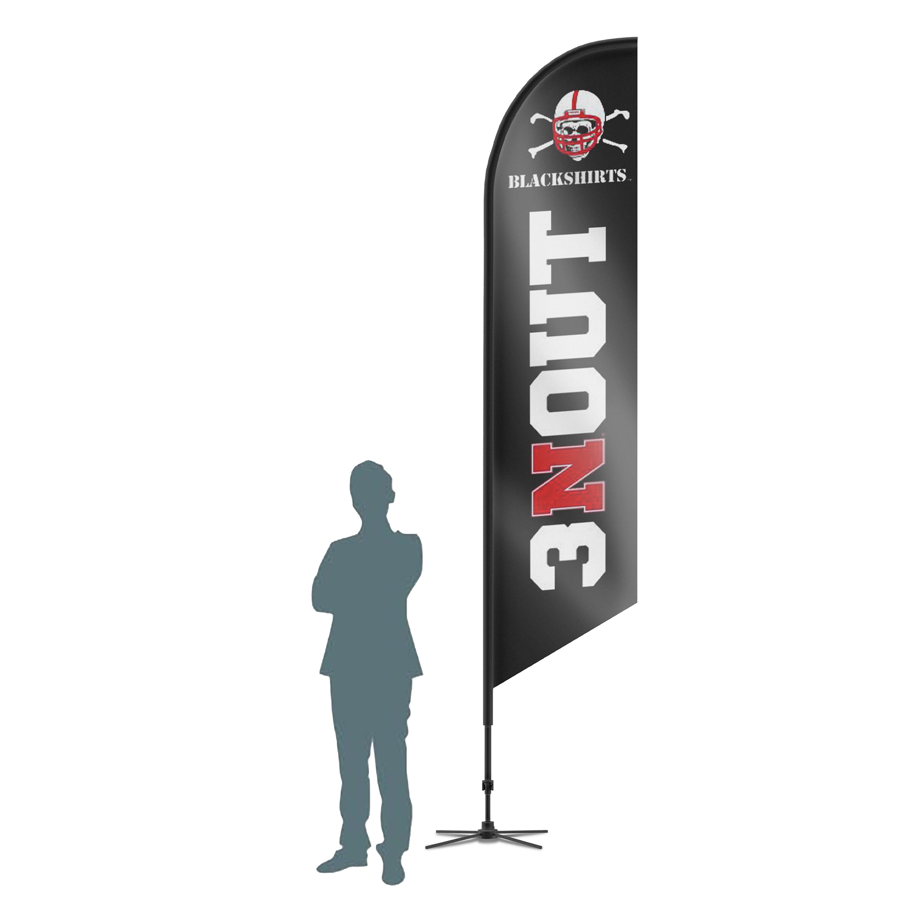 3 N Out Feather - 9ft Feather Flag Single Sided Silk Screened Nebraska Cornhuskers