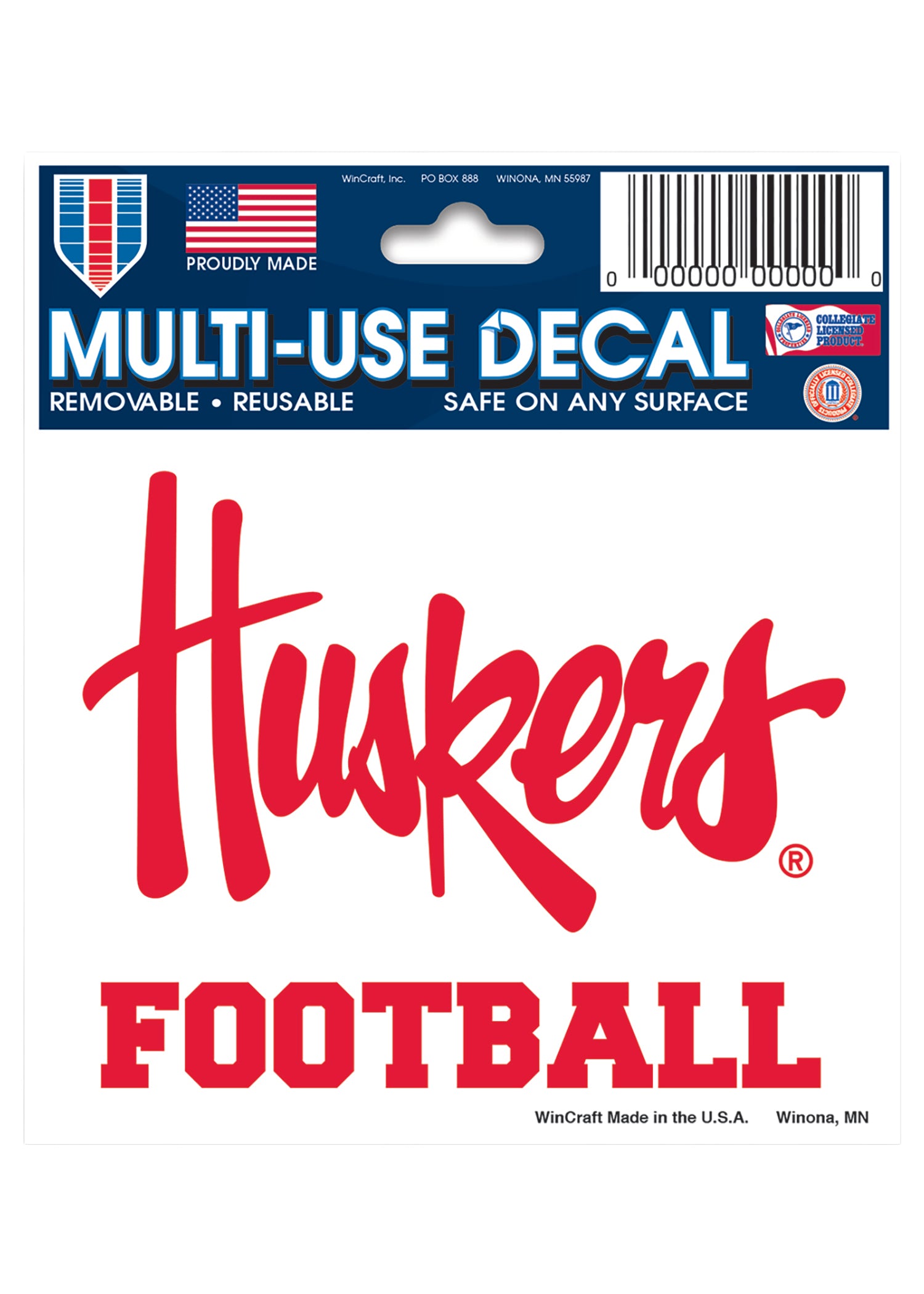 3x4 Multi-Use Decal Huskers Football Nebraska Cornhuskers