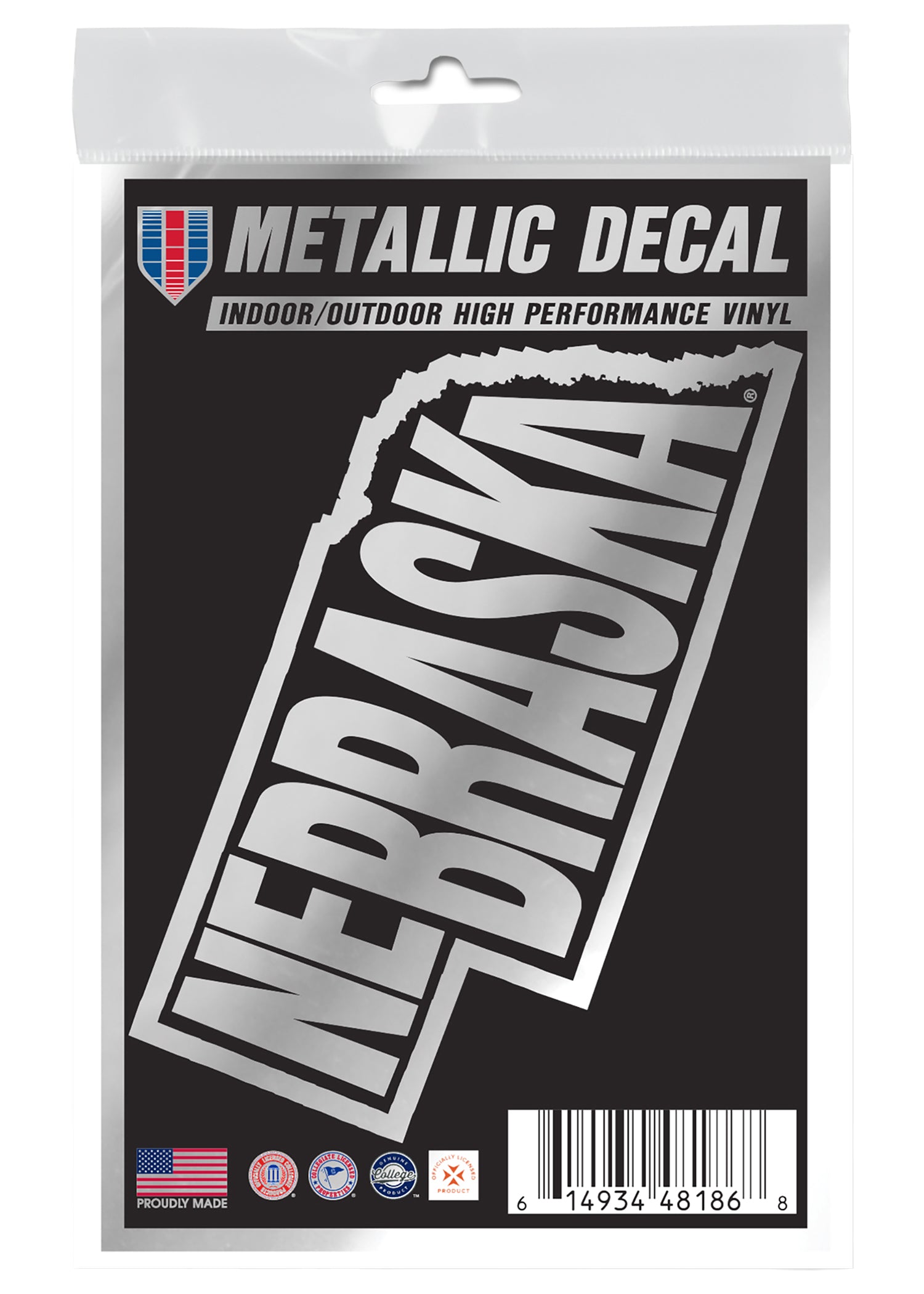 3x5 Metallic Decal State Outline Nebraska Cornhuskers
