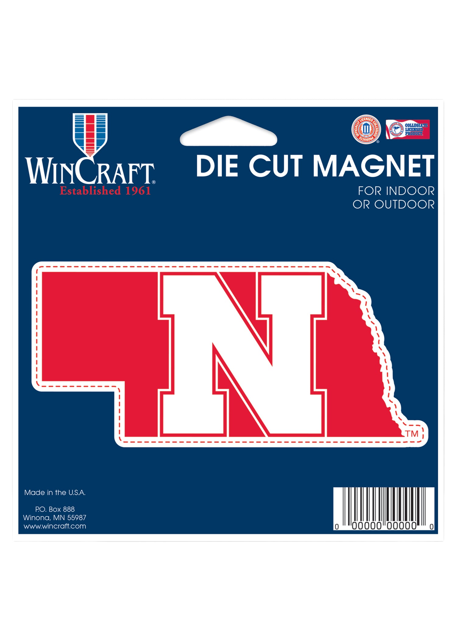 4.5x6 Die Cut Magnet State Outline - Nebraska Cornhuskers