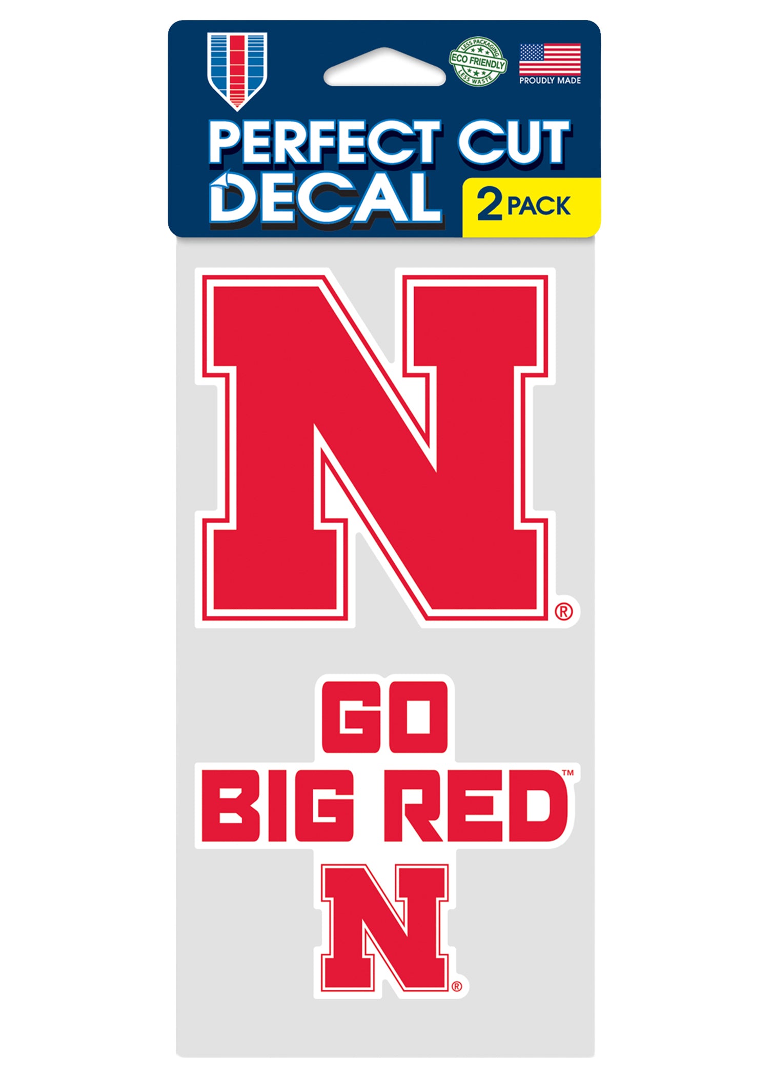 4x4 Perfect Cut Decal 2-Pack - Block N - Go Big Red - Nebraska Cornhuskers