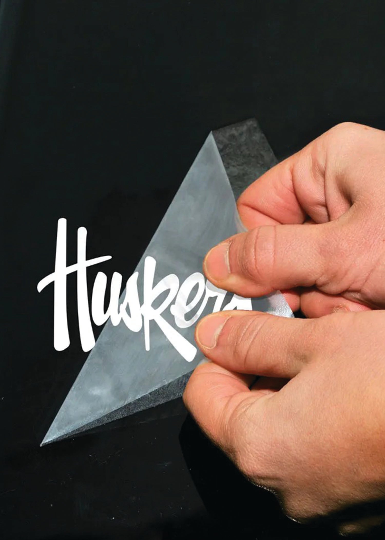 4x4 Perfect Cut Decal White Script Huskers Nebraska Cornhuskers