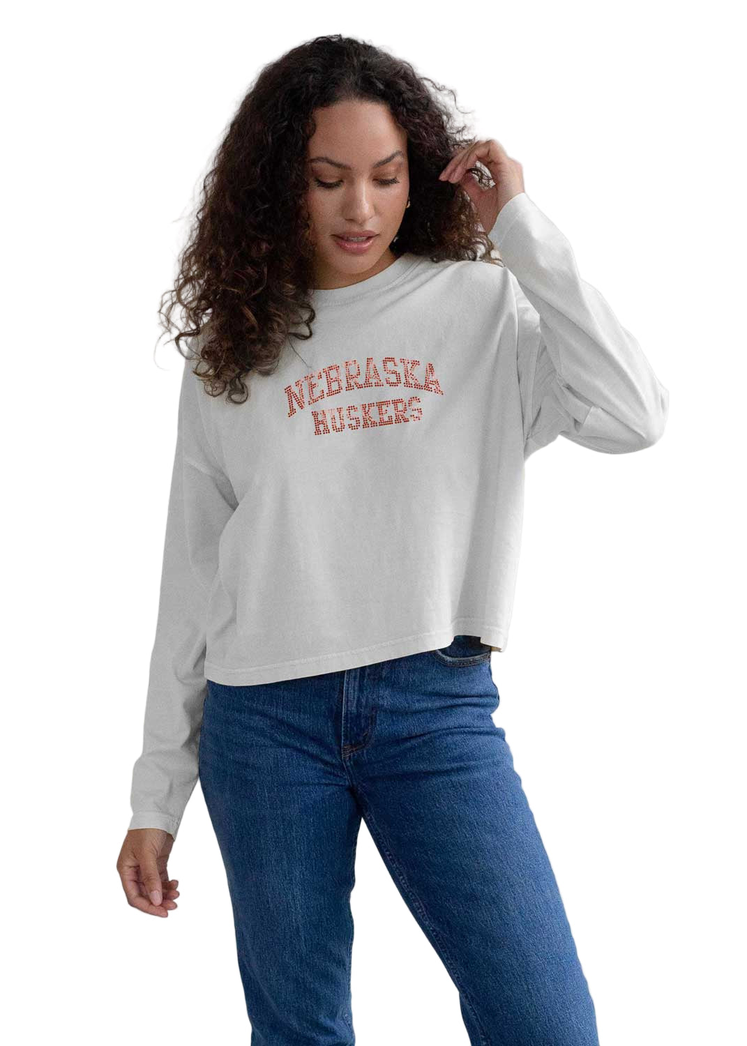 Women's Bar Harbor Rhinestone Long Sleeve - White