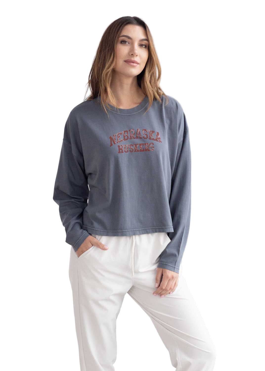 Women's Bar Harbor Rhinestone Long Sleeve - Charcoal