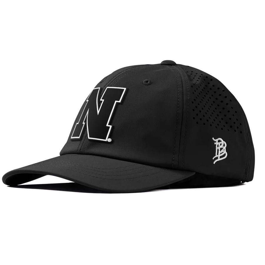 Branded Bills Blackout Performance Dad Hat, Curved Bill, Velcro - Nebraska Cornhuskers