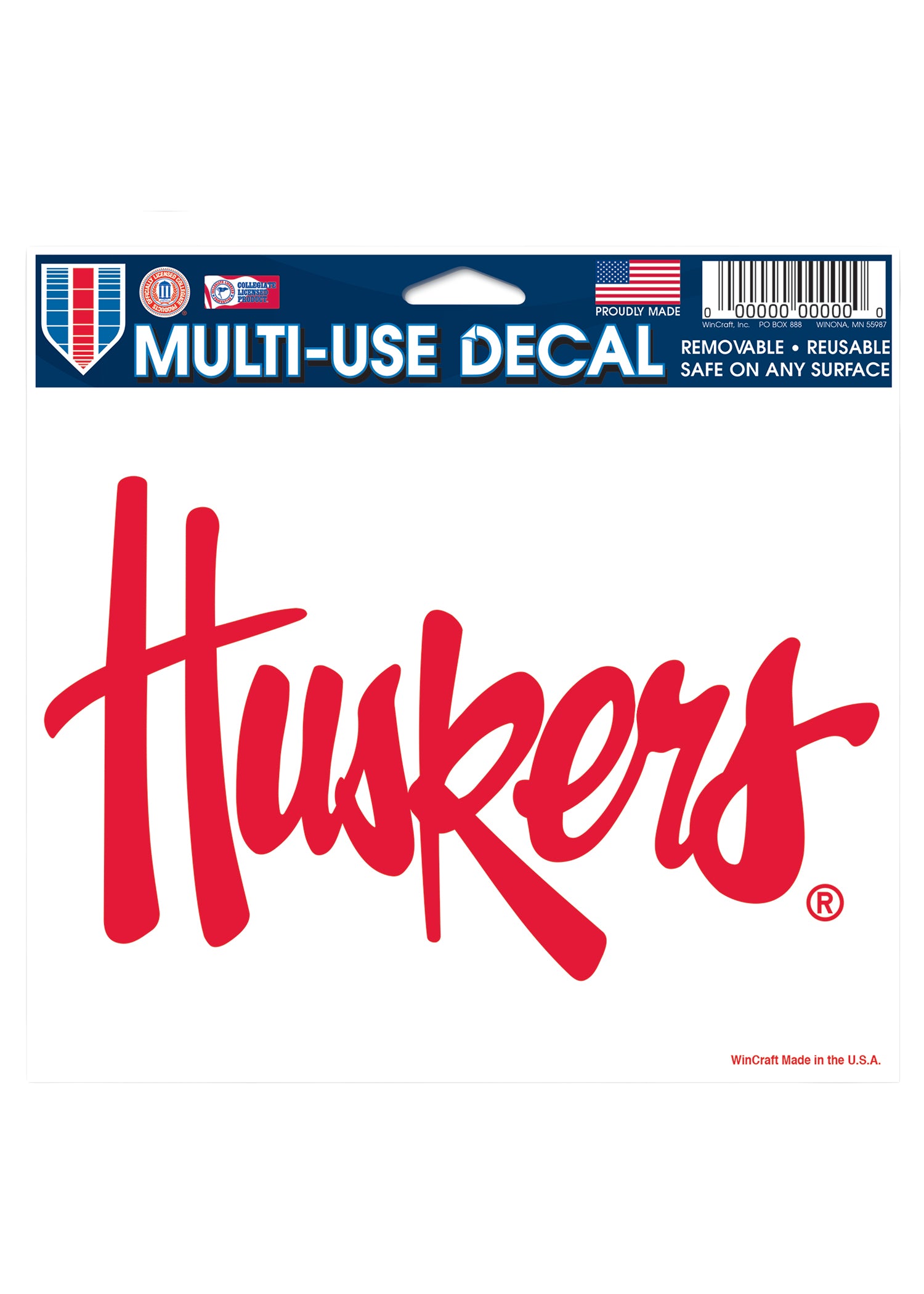 5x6 Multi-Use Decal Script Huskers Nebraska Cornhuskers