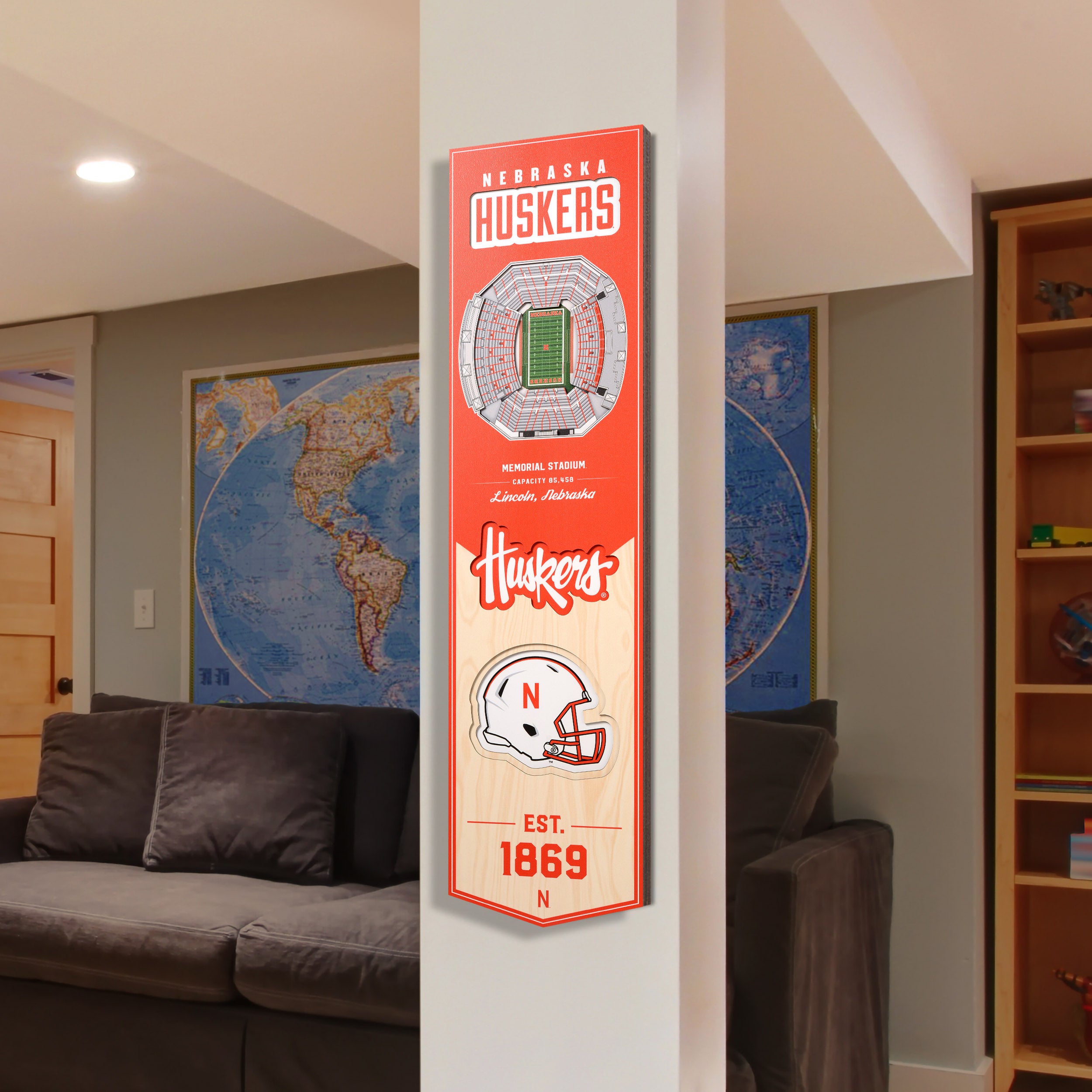 6" x 19" 3D Banner - Nebraska Cornhuskers