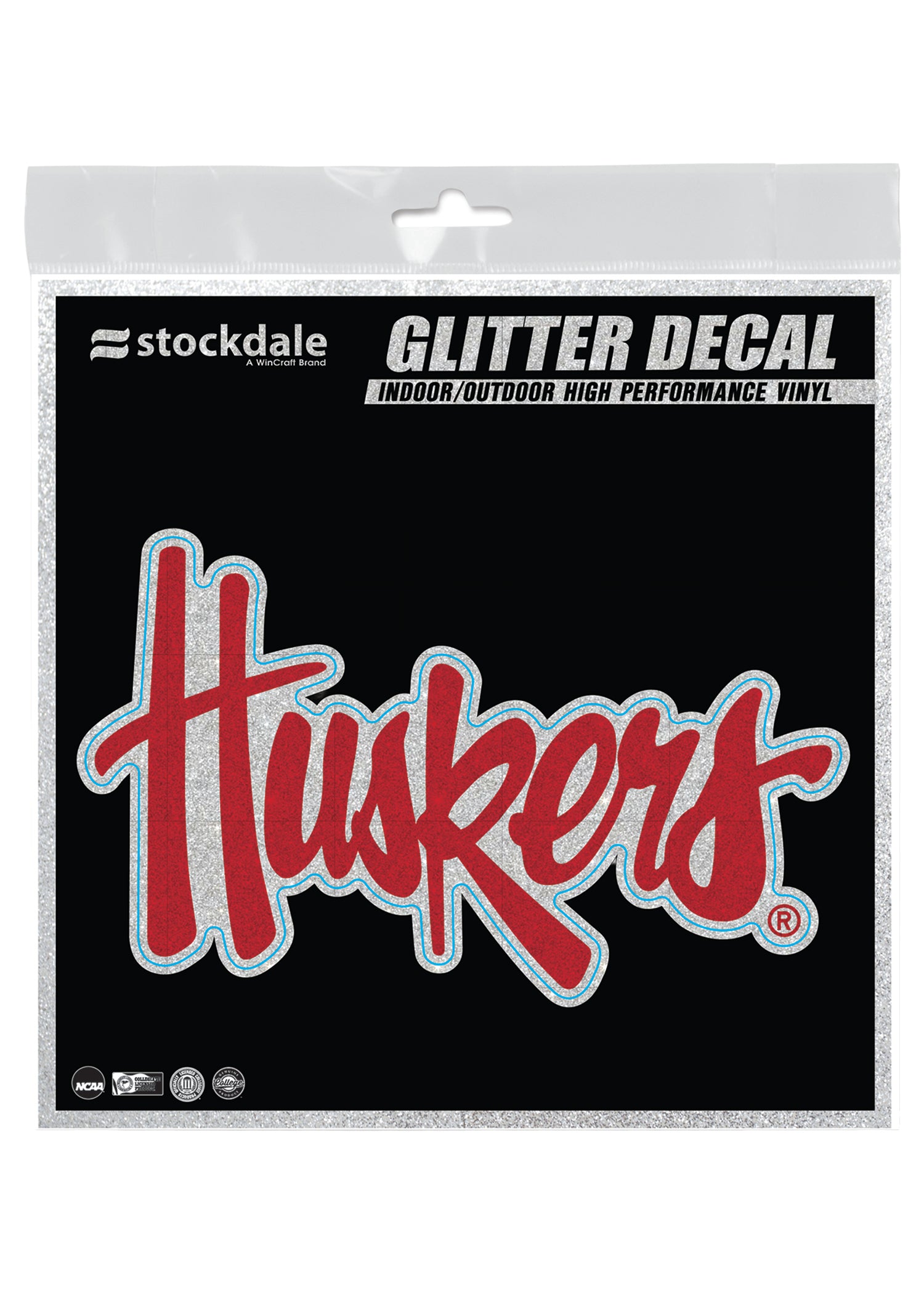 6x6 Glitter Decal Script Huskers Nebraska Cornhuskers