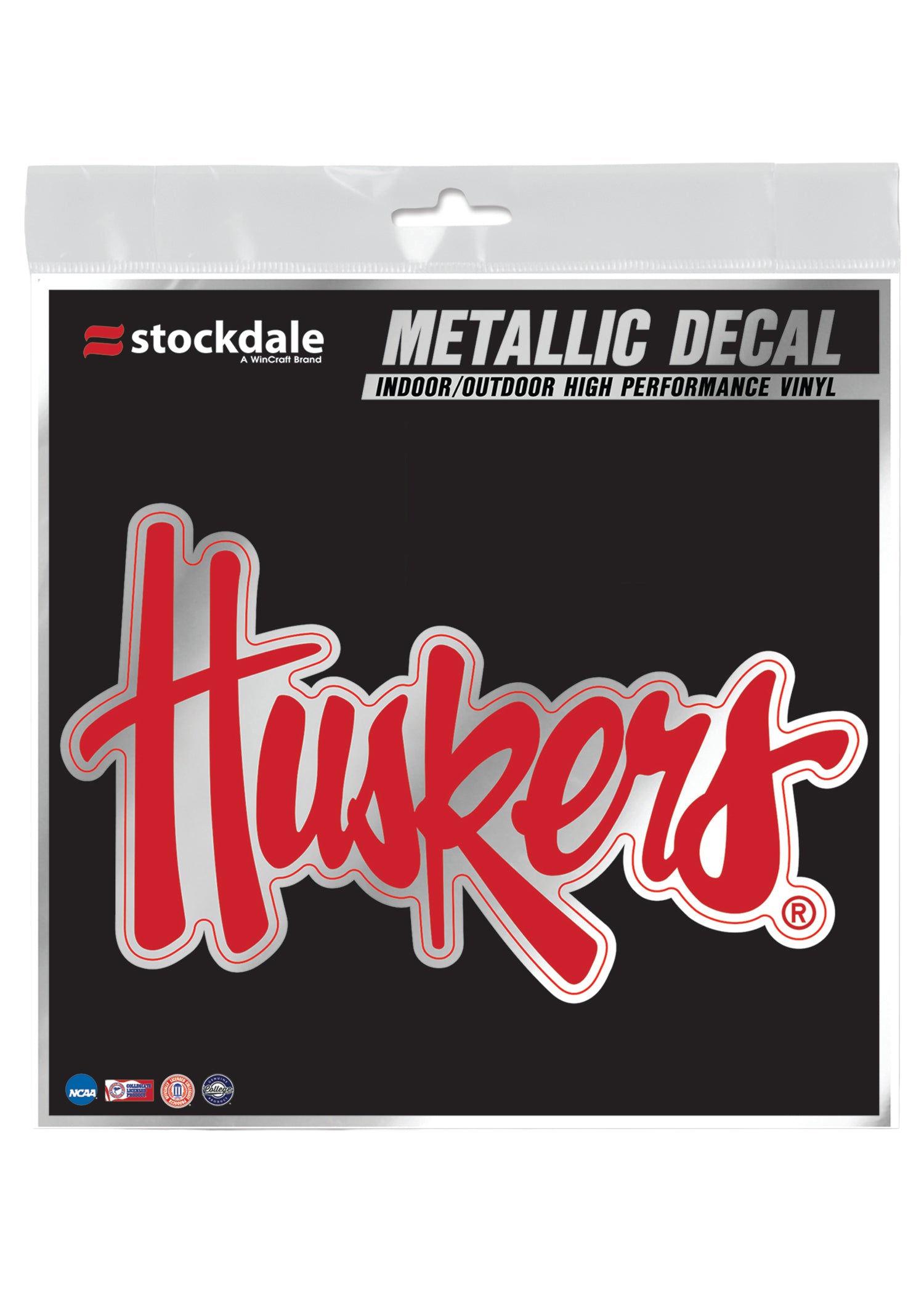 6x6 Metallic Decal Script Huskers Nebraska Cornhuskers