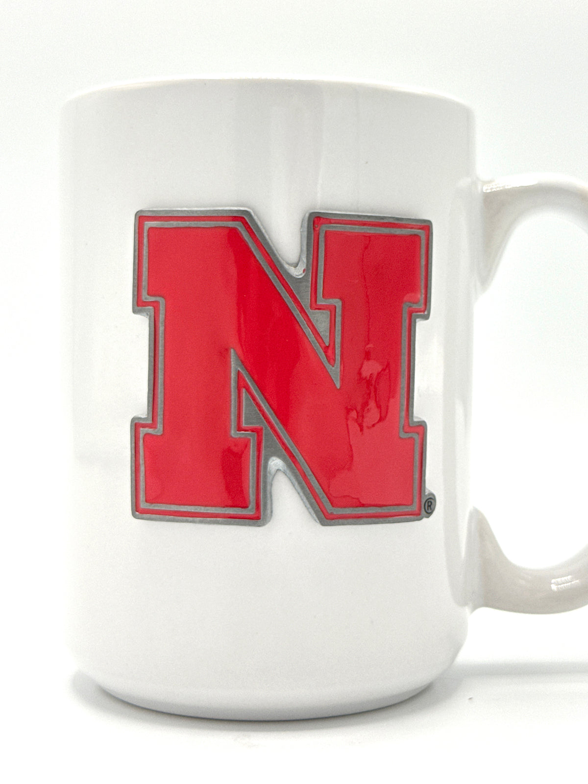 Ceramic Mug with Metal Emblem Nebraska Cornhuskers