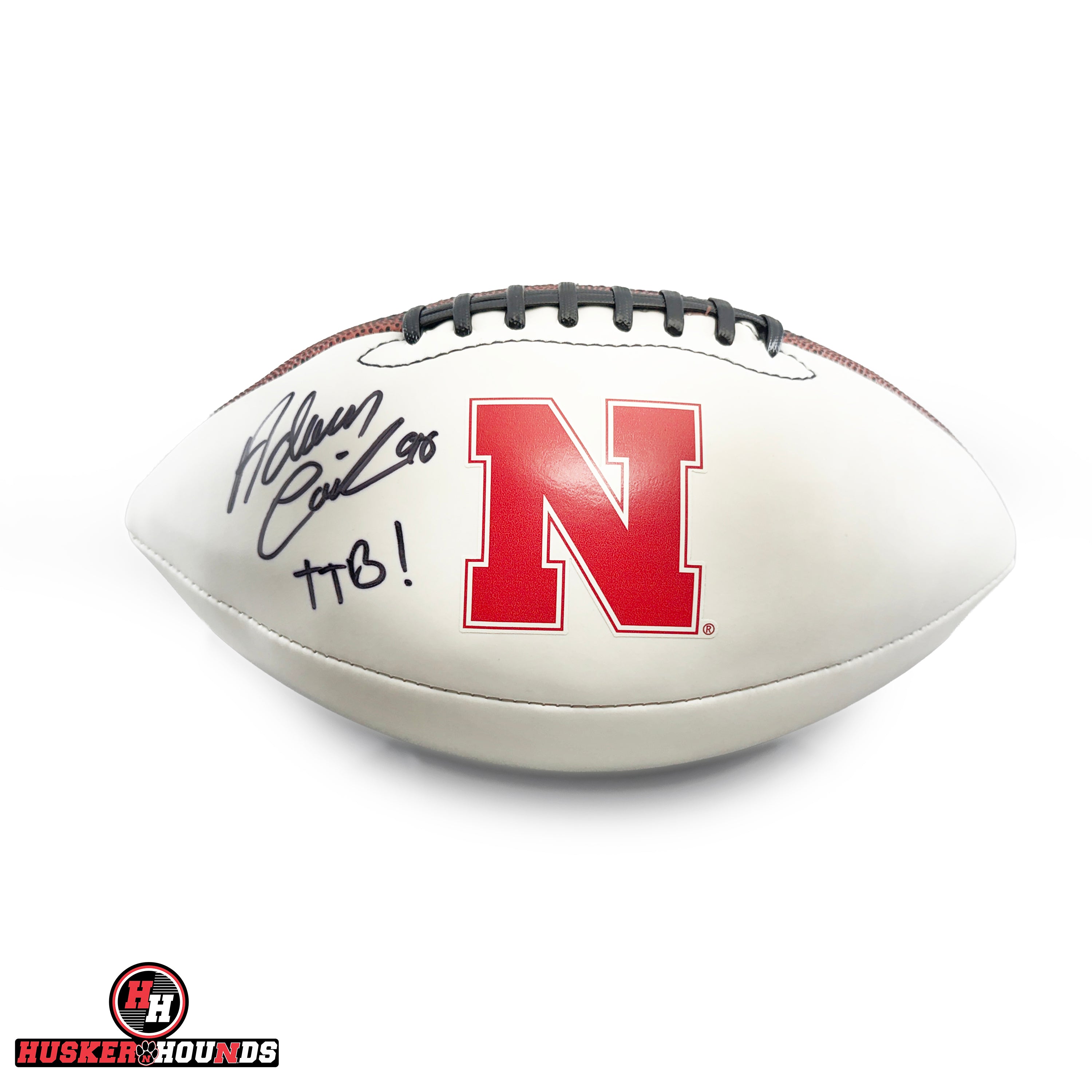 Adam Carriker Autographed Football - Nebraska Cornhuskers