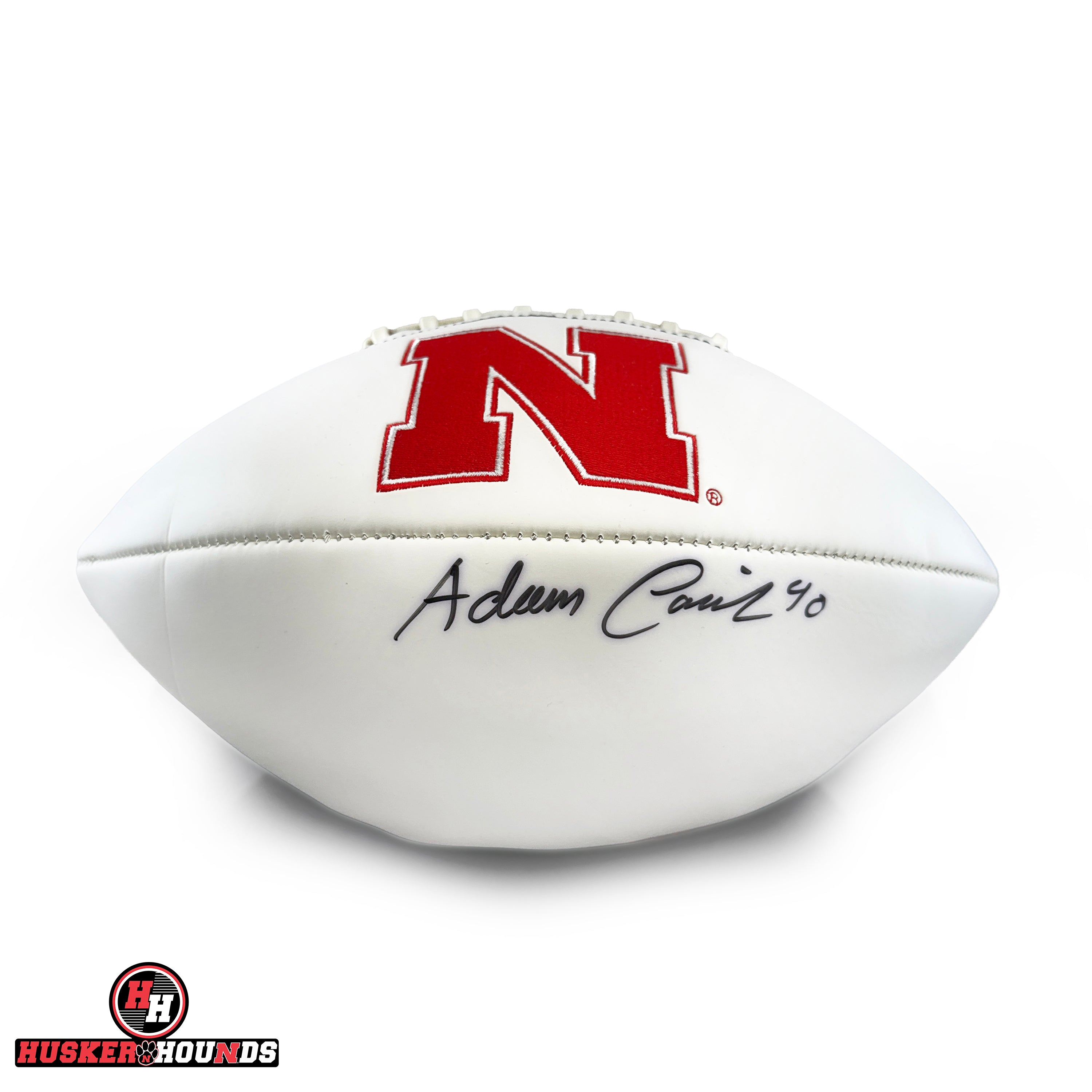 Adam Carriker Autographed Stitched Football - Nebraska Cornhuskers