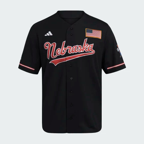 Adidas Black Baseball Jersey - Nebraska Cornhuskers