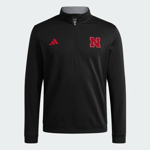 Adidas Black Elevated 1/4 Zip JZ8571 Nebraska Cornhuskers