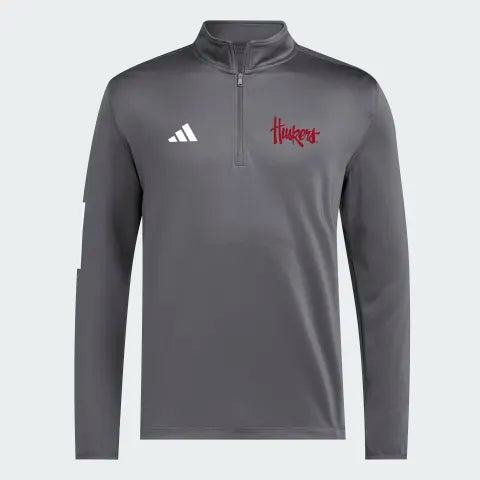 Adidas Grey Golf 1/2 Zip IT4881 Nebraska Cornhuskers