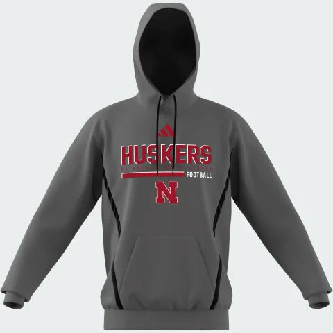 Adidas Men's Grey Hoodie TEGRFO Nebraska Cornhuskers