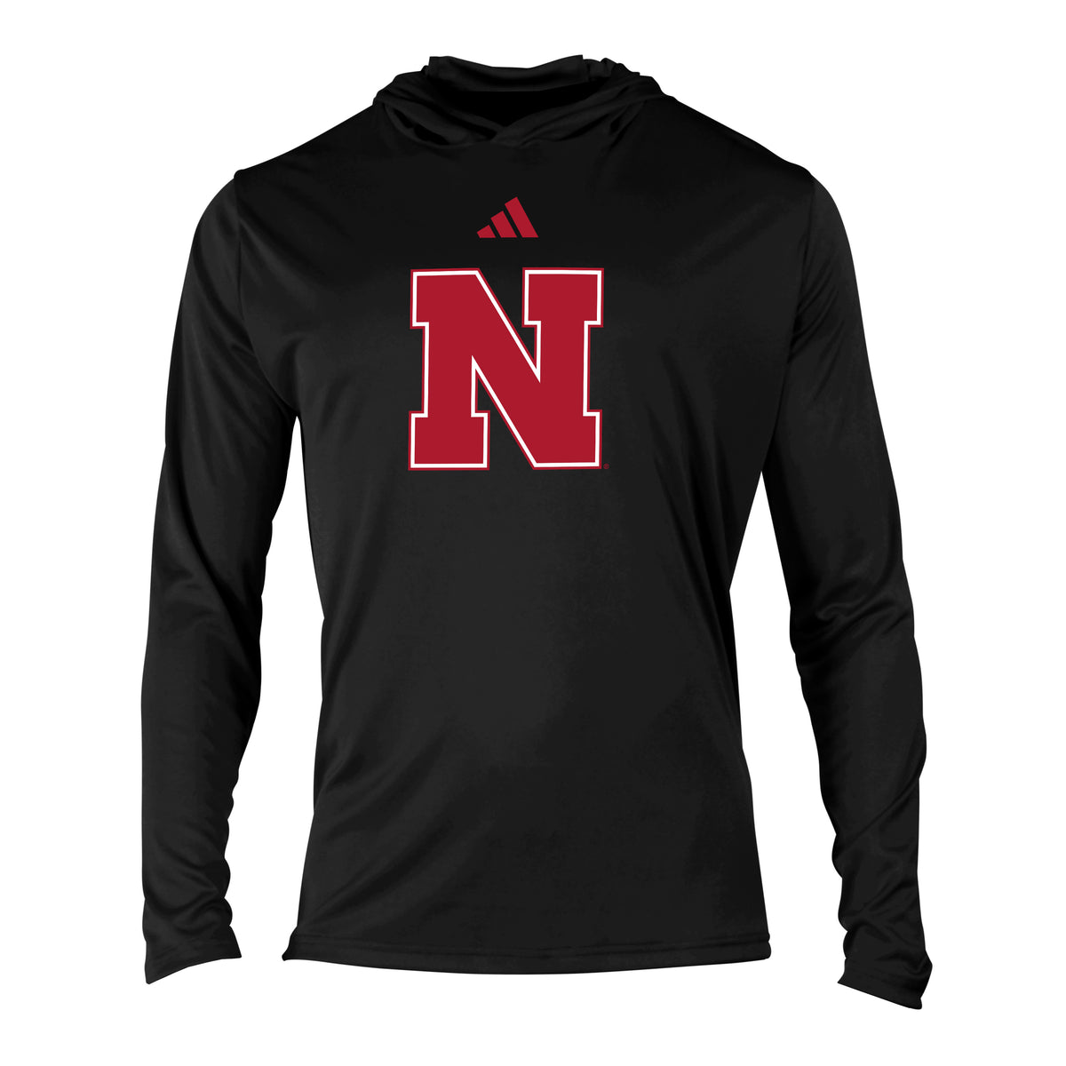 Adidas Men's Long Sleeve Hoodie in Black - Nebraska Cornhuskers