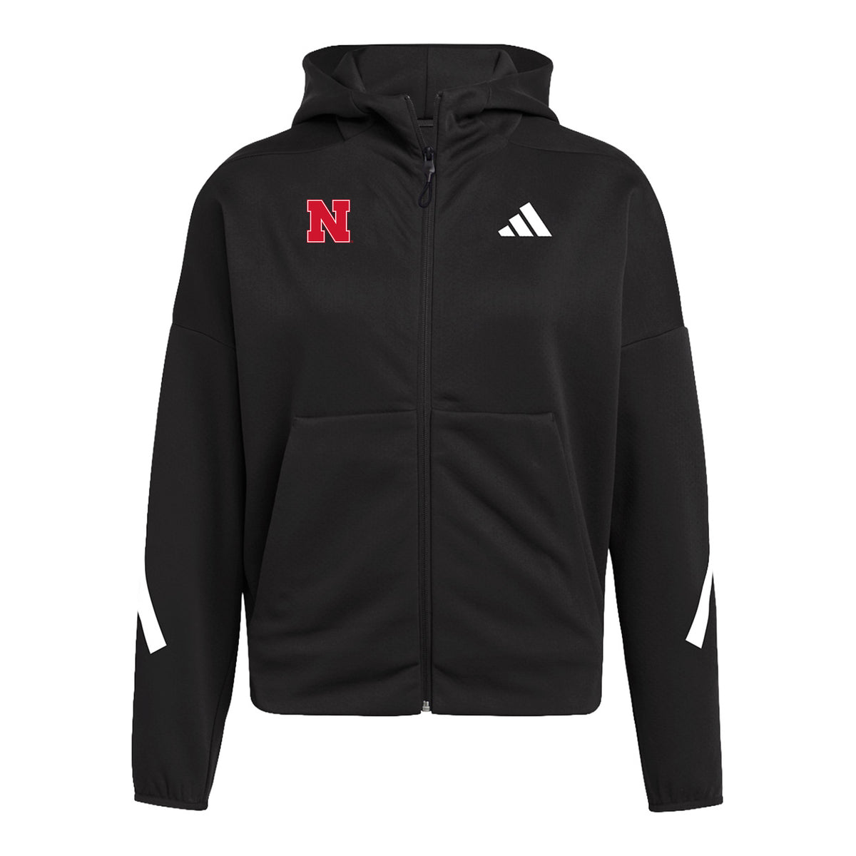 Adidas Men's Z.N.E. Full Zip Hoodie in Black - Nebraska Cornhuskers