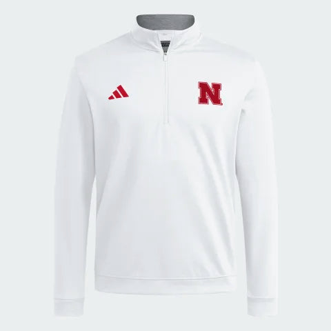 Adidas White Elevated 1/4 Zip JZ8572 Nebraska Cornhuskers