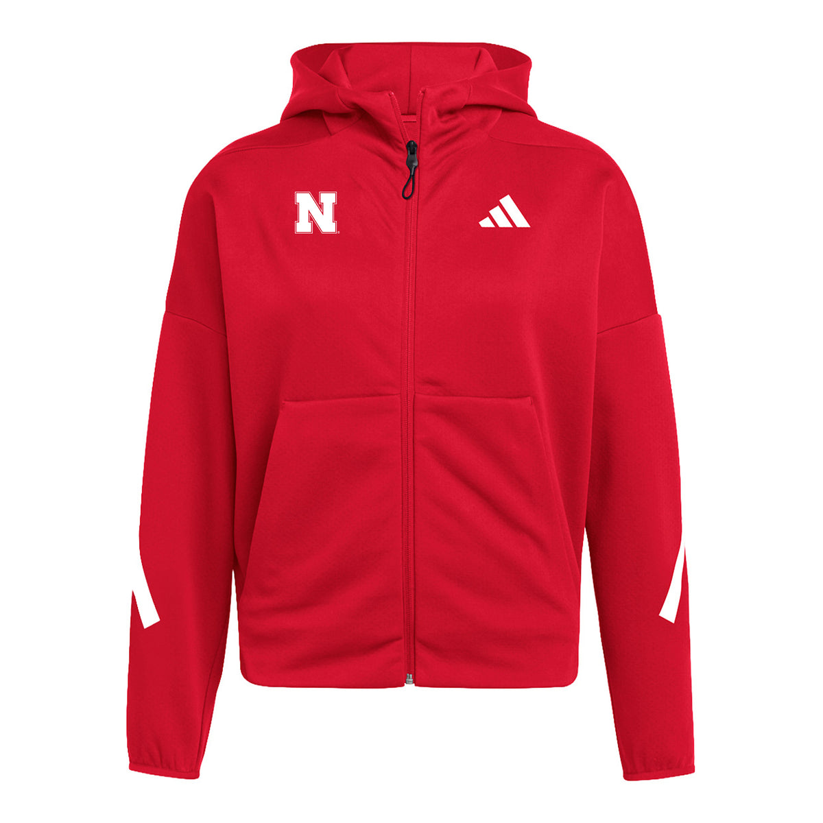 Adidas Women's Z.N.E. Full Zip Hoodie in Red - Nebraska Cornhuskers
