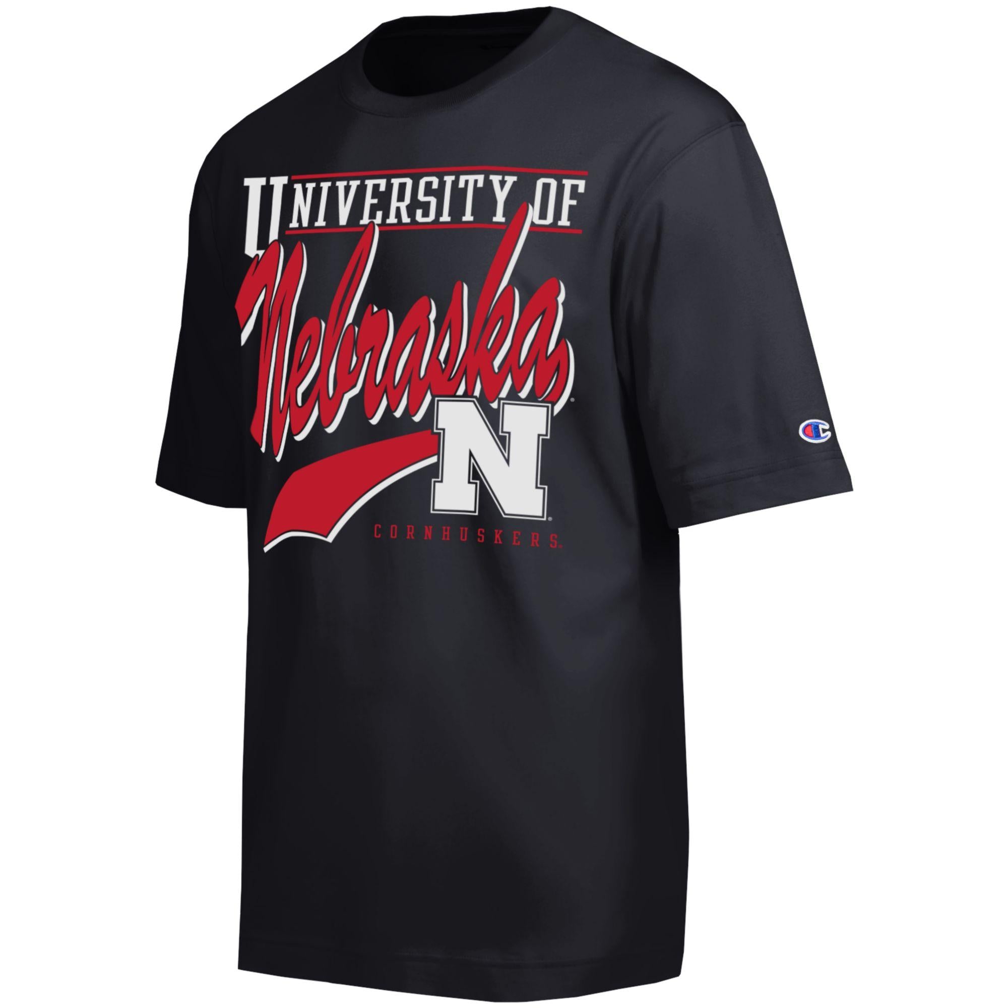 All-Star Univ of Nebraska Swoosh Short Sleeve Tee in Black - Nebraska Cornhuskers
