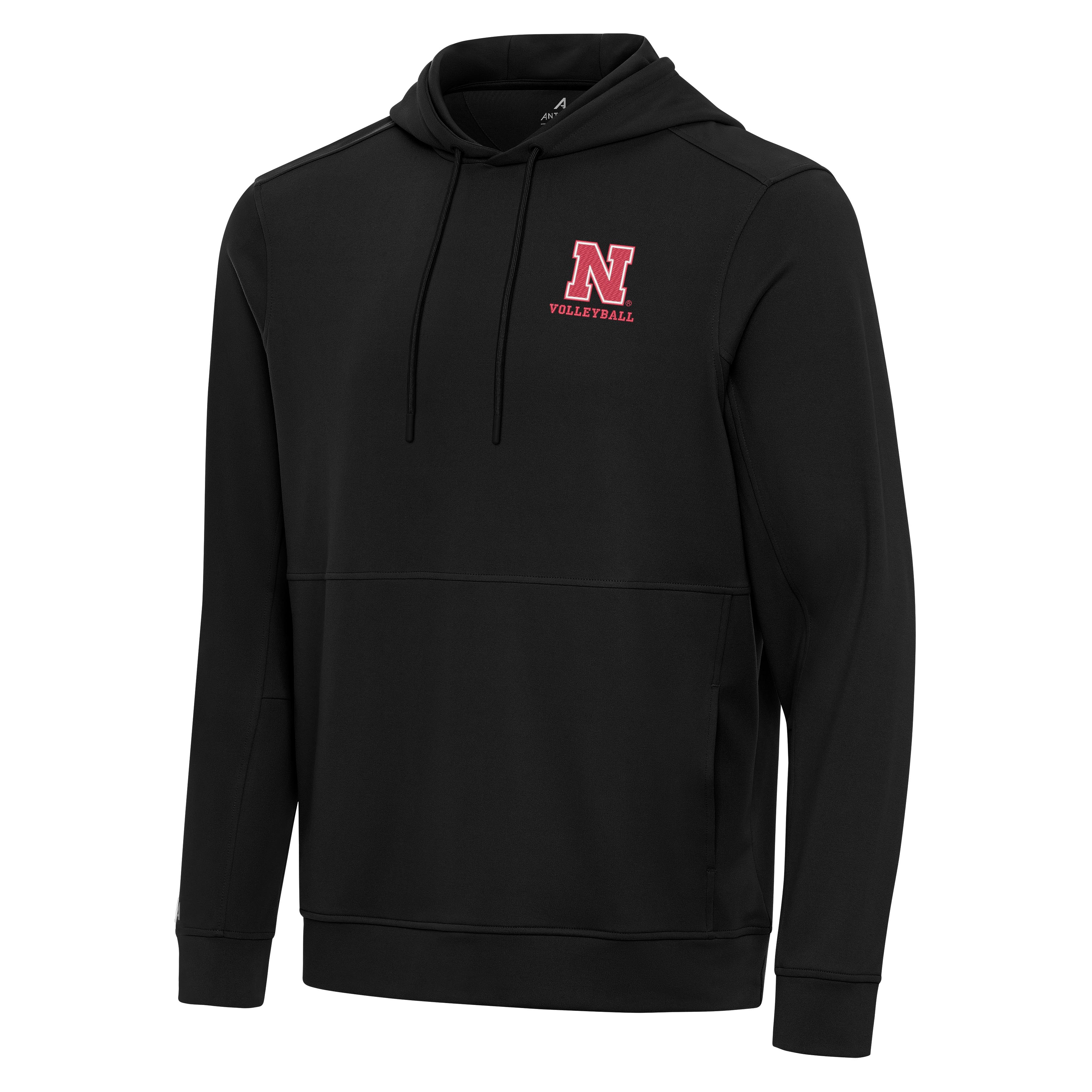 Antigua Black Volleyball Echelon Pullover Hoodie - Nebraska Cornhuskers