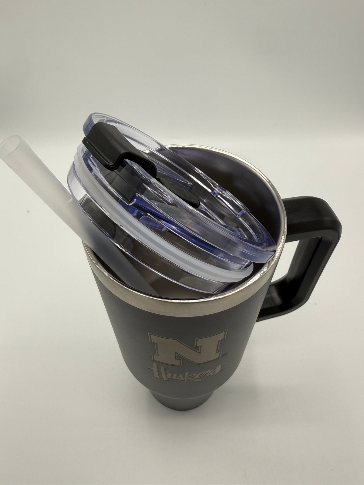 Black Etched Colossal Handled Tumbler - Nebraska Cornhuskers