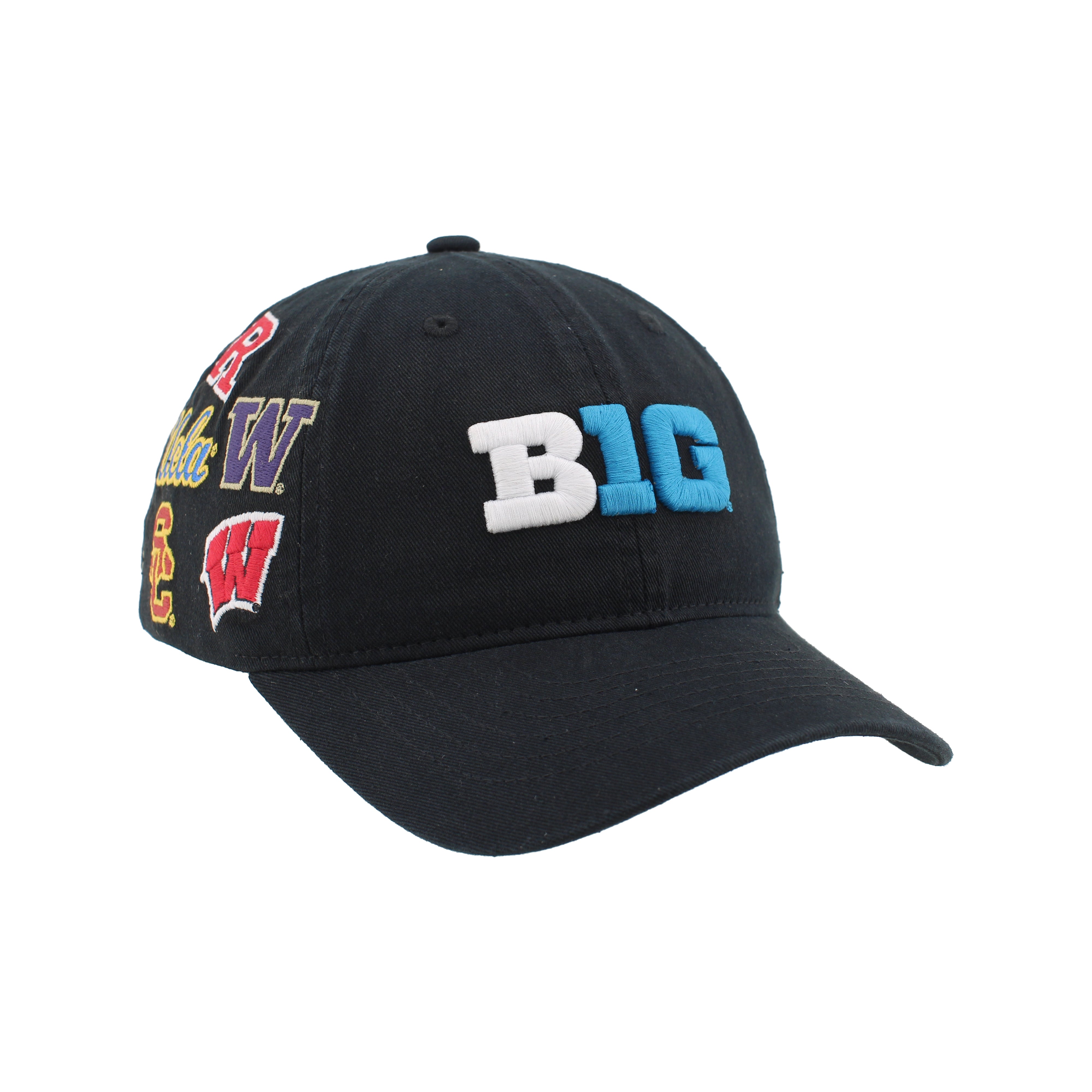 BIG10 All Over Embroidered Teams in Black Hat, Curved Bill, Strapback - Nebraska Cornhuskers
