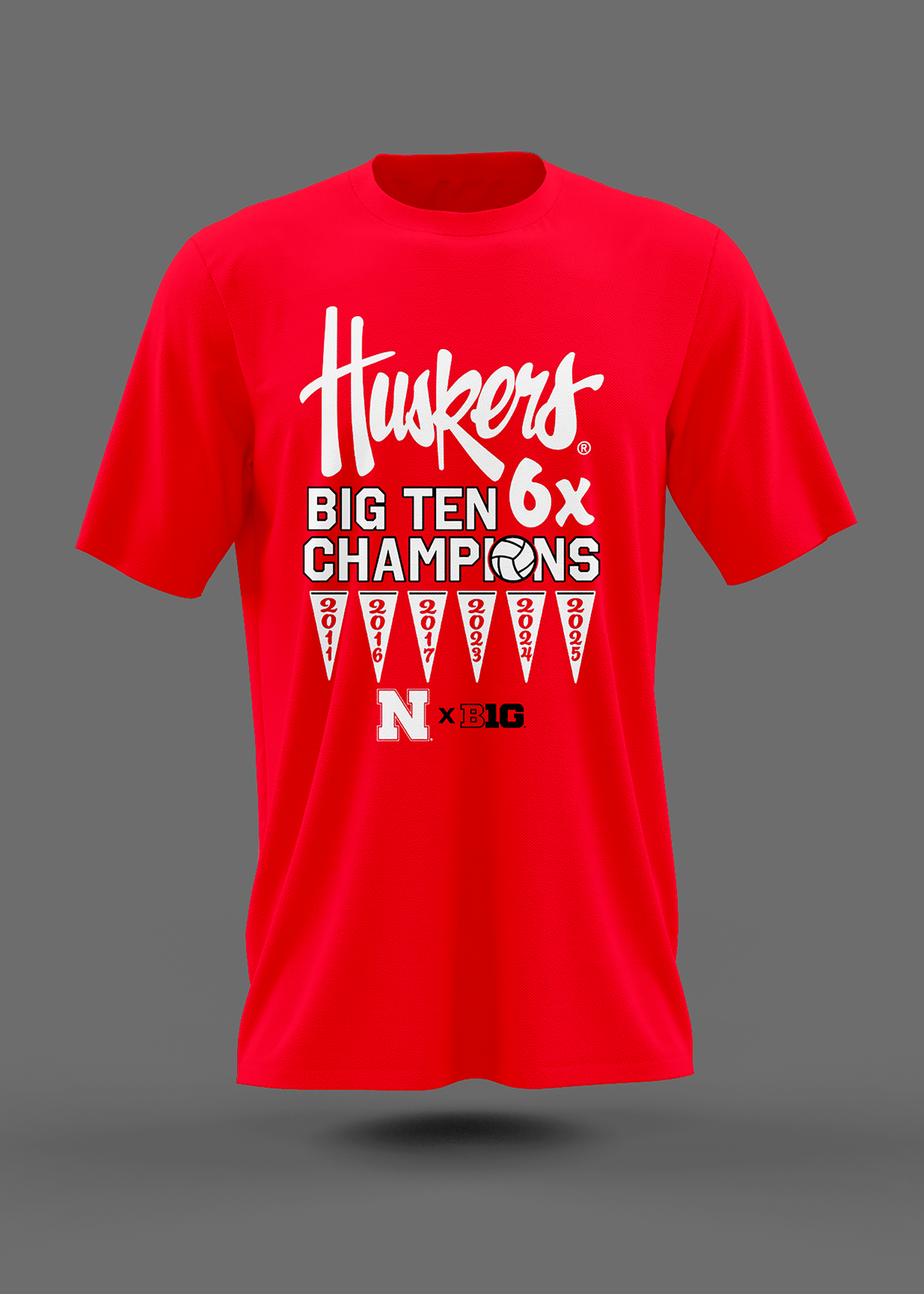 BIG10 6x Champions Husker Volleyball - BIG 10 Conference Champions 2026 T-Shirt