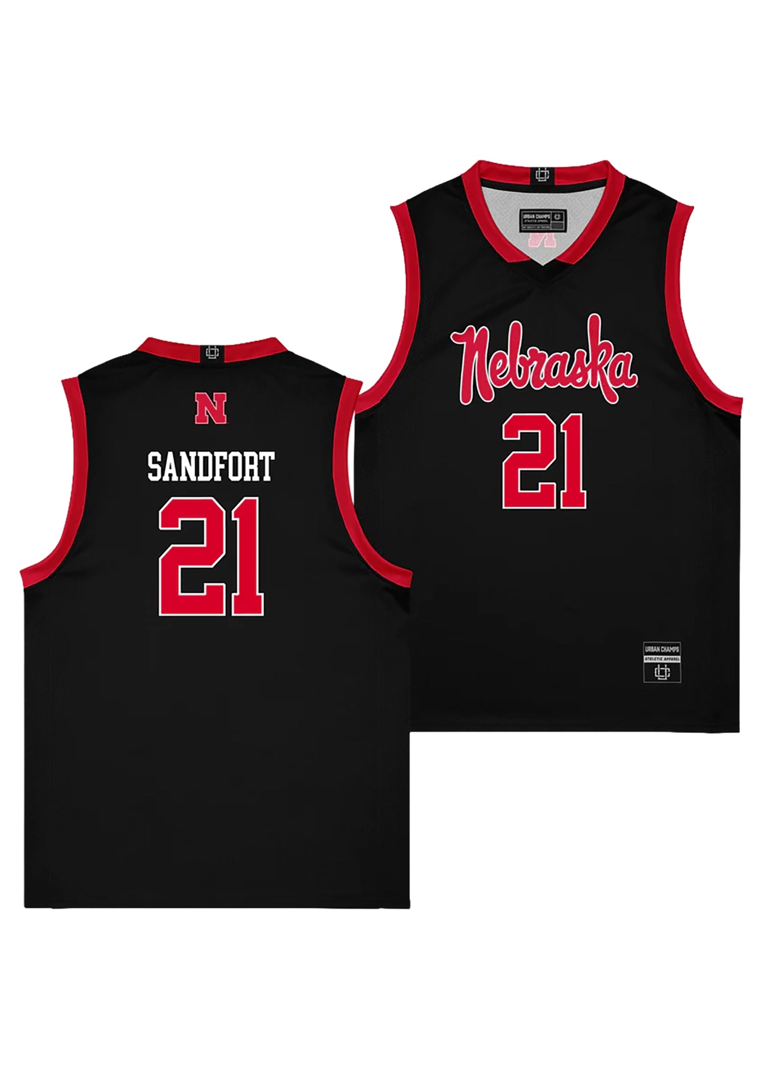 Black 2026 Script Edition Basketball NIL Jersey - Pryce Sandfort #21 - Nebraska Cornhuskers