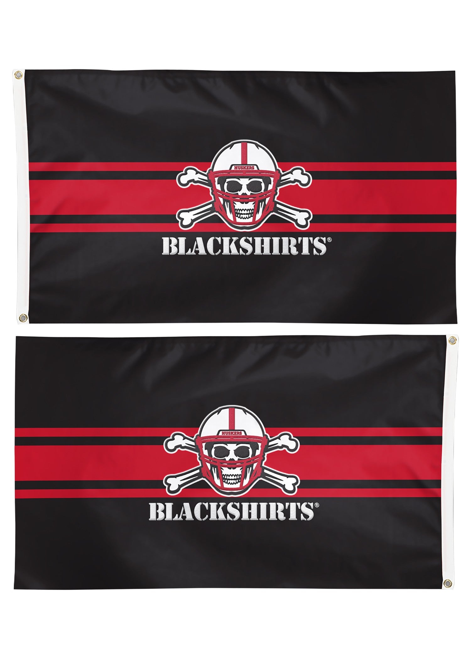 Black Blackshirts - Deluxe Flag Double Sided Applique 3ft x 5ft Nebraska Cornhuskers