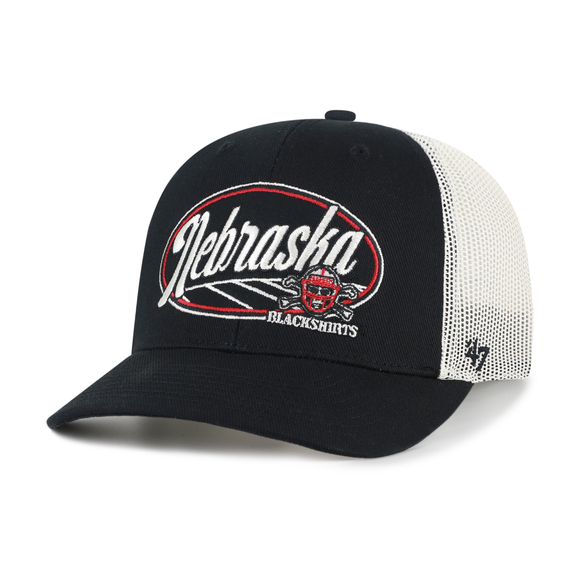 Black Enfield '47 Trucker Hat, Curved Bill, Snapback - Nebraska Cornhuskers