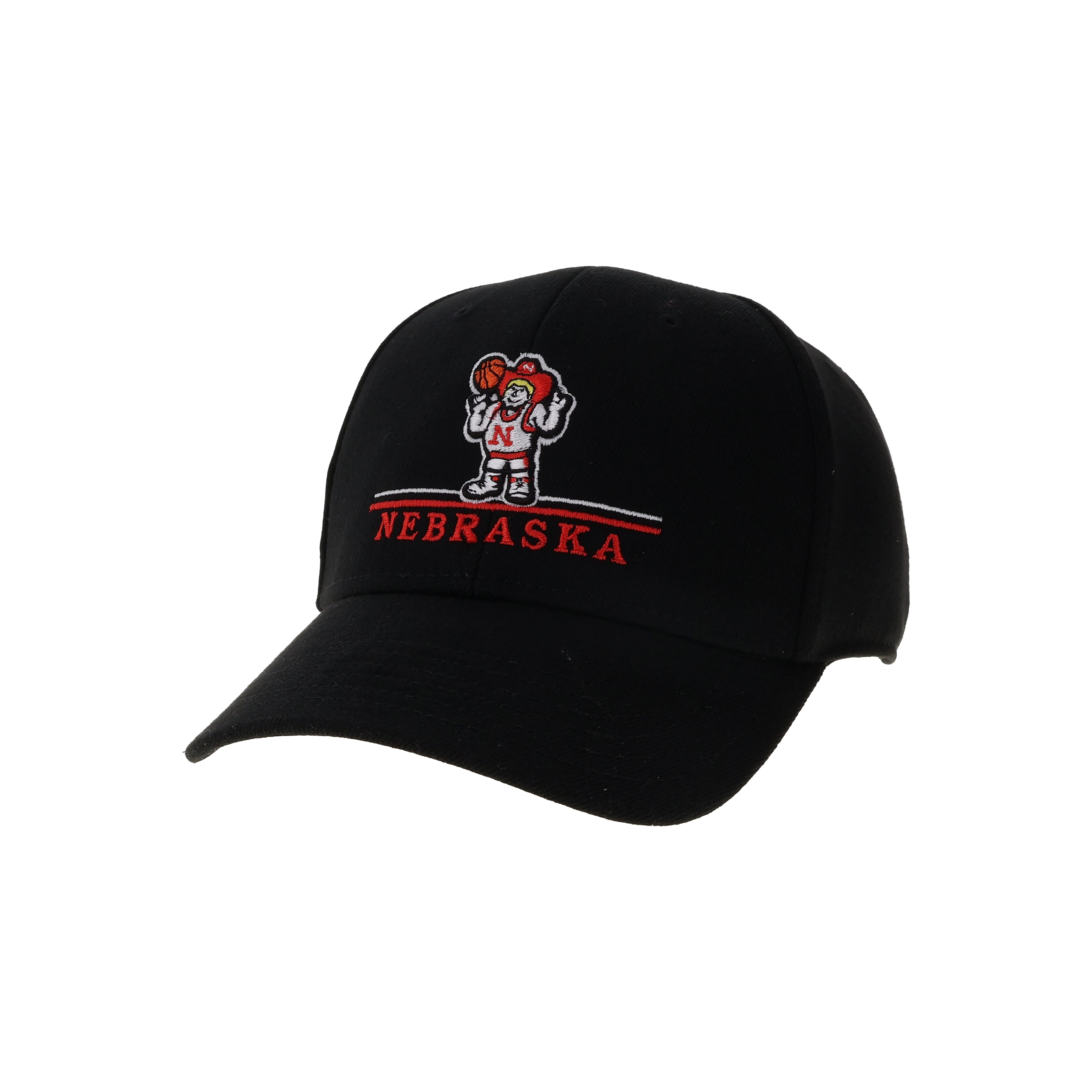 Black Herbie Basketball Wordmark Hat, Snapback, Curved Bill, 717 - Nebraska Cornhuskers