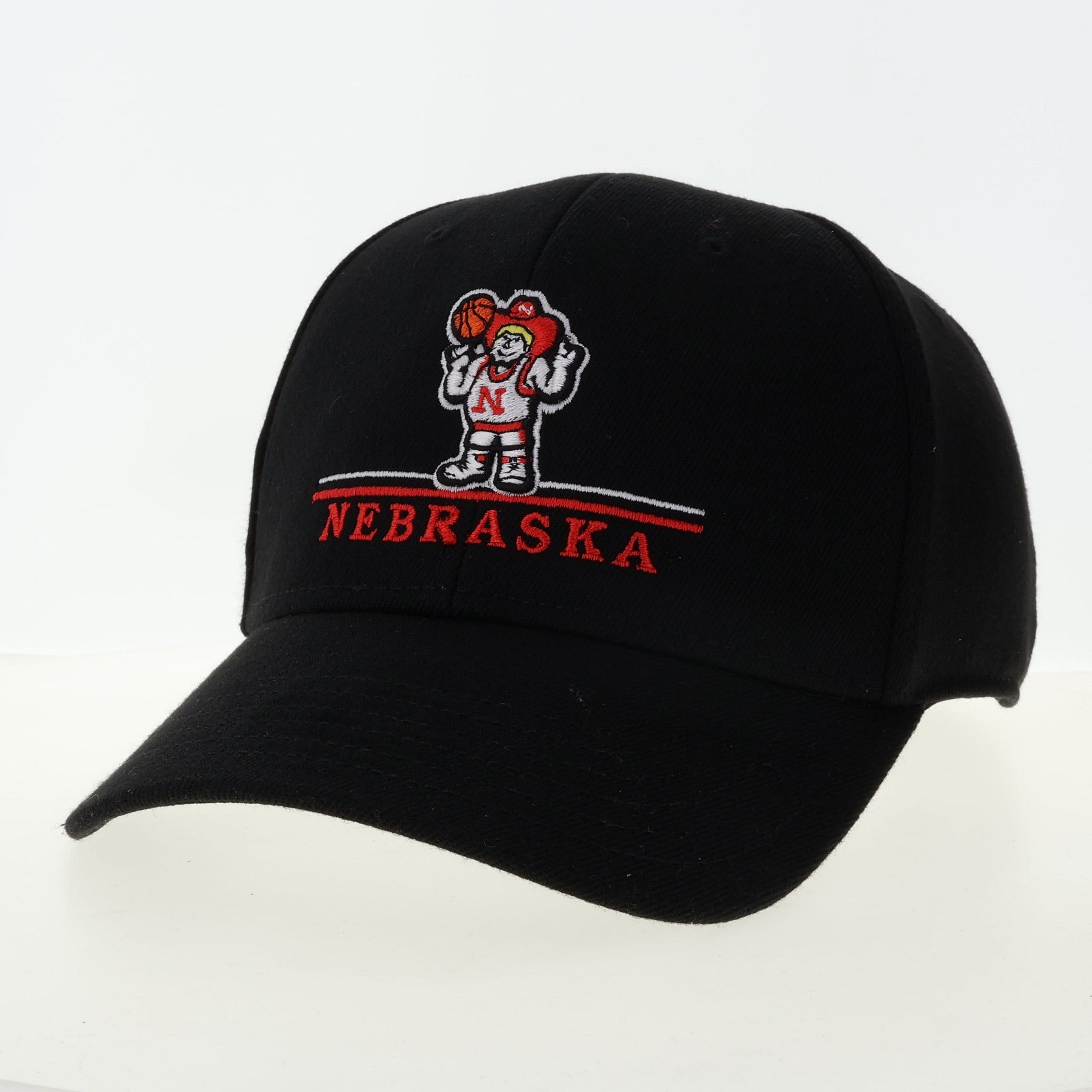 Black Herbie Basketball Wordmark Hat, Snapback, Curved Bill, 717 - Nebraska Cornhuskers