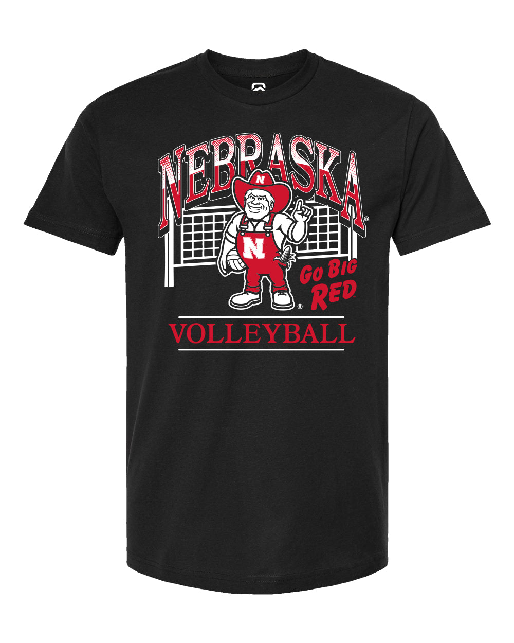 Black Herbie Volleyball Net Tee - Nebraska Cornhuskers