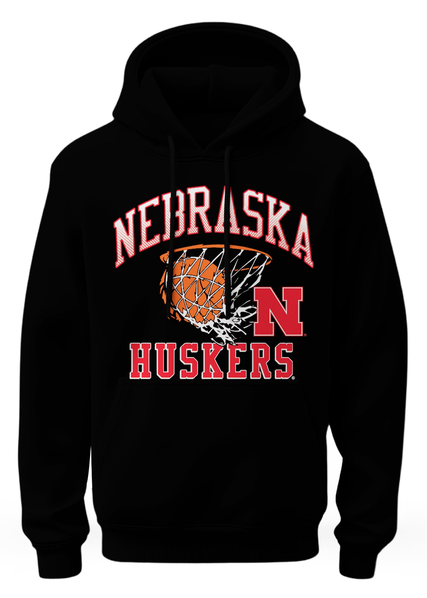 Black Nebraska Basketball Net Swoosh Hoodie - Nebraska Cornhuskers
