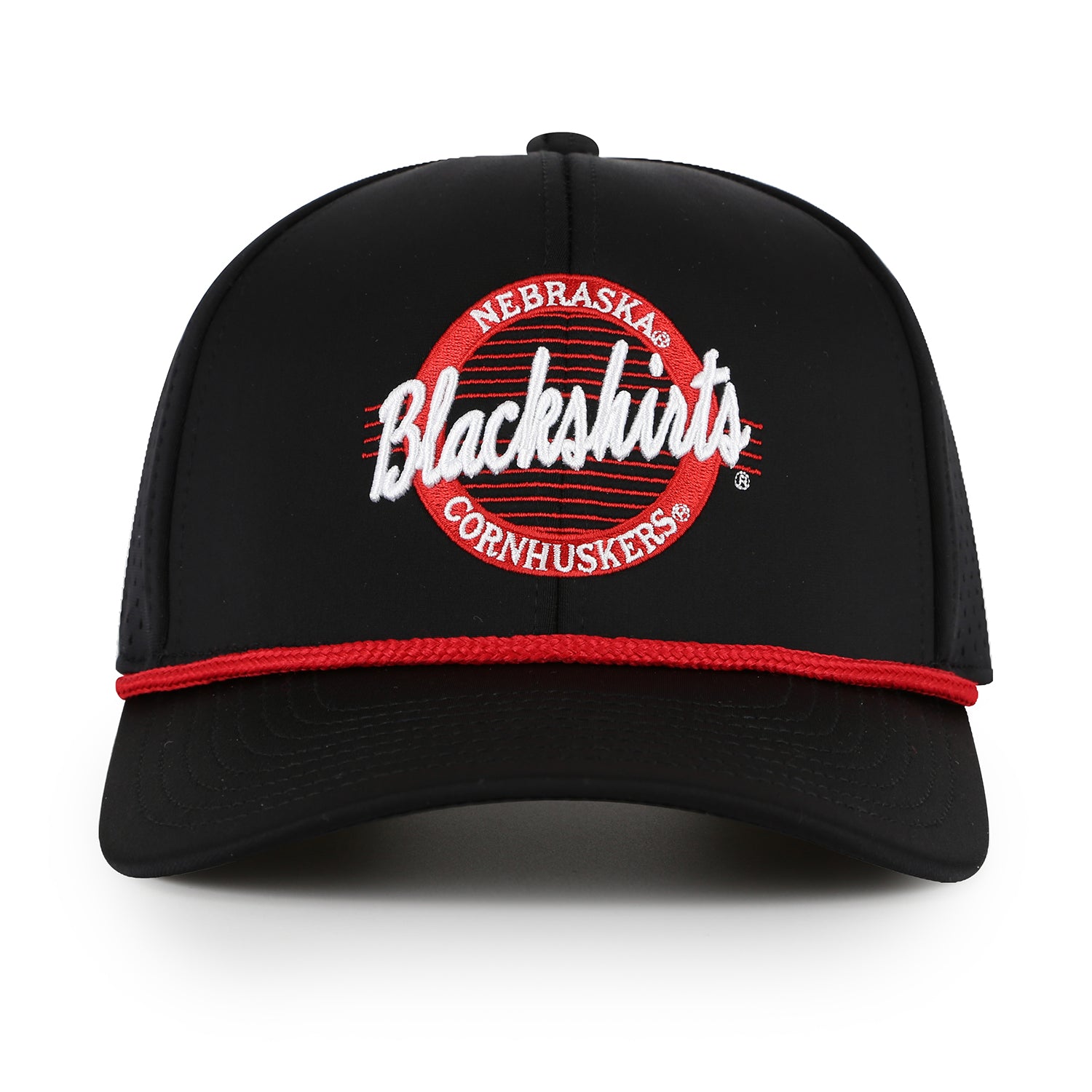 Black NeoCool Perforated Rope Hat, Snapback, Curved Bill - Nebraska Cornhuskers