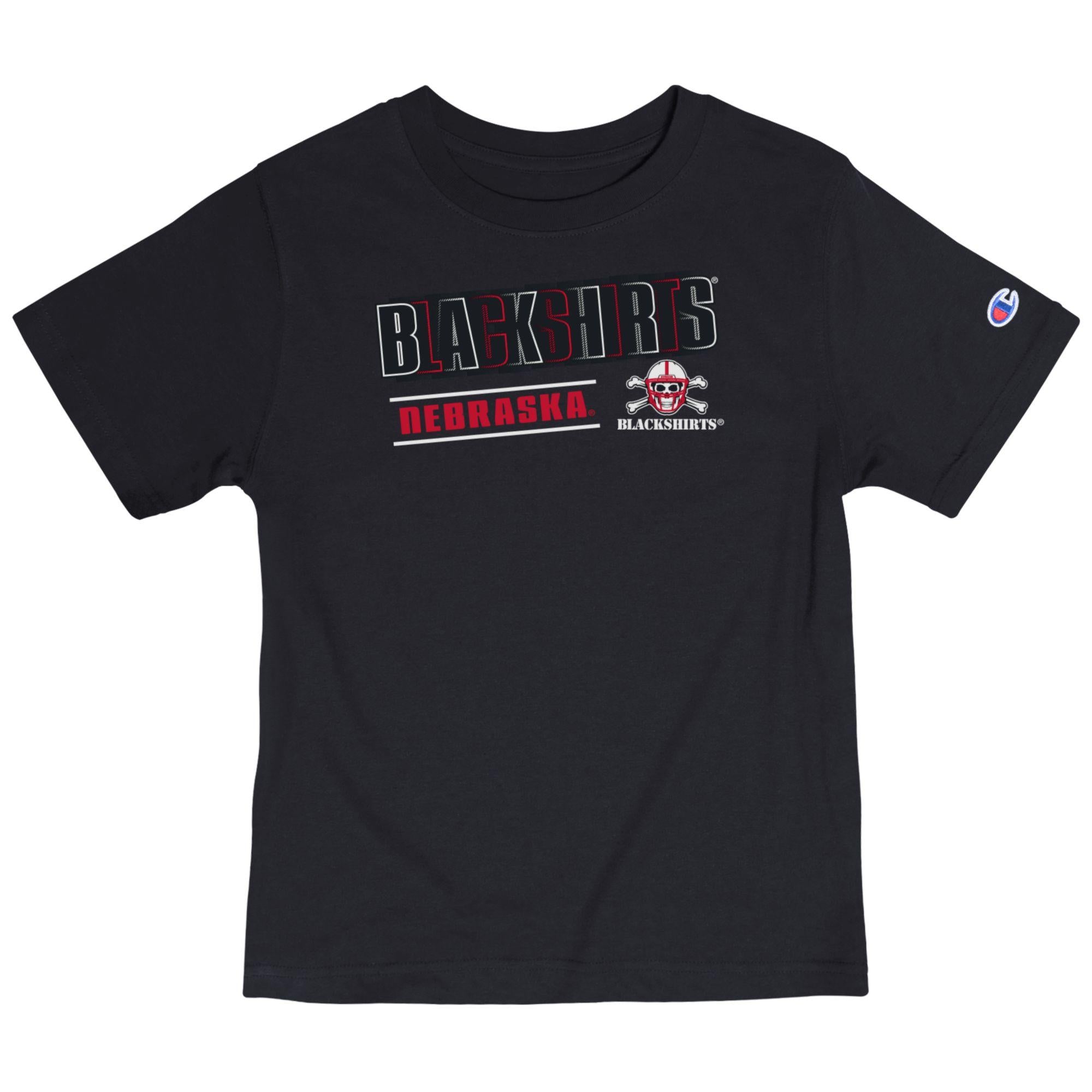 Black Toddler short-sleeve tee with Blackshirts Nebraska graphic - Nebraska Cornhuskers