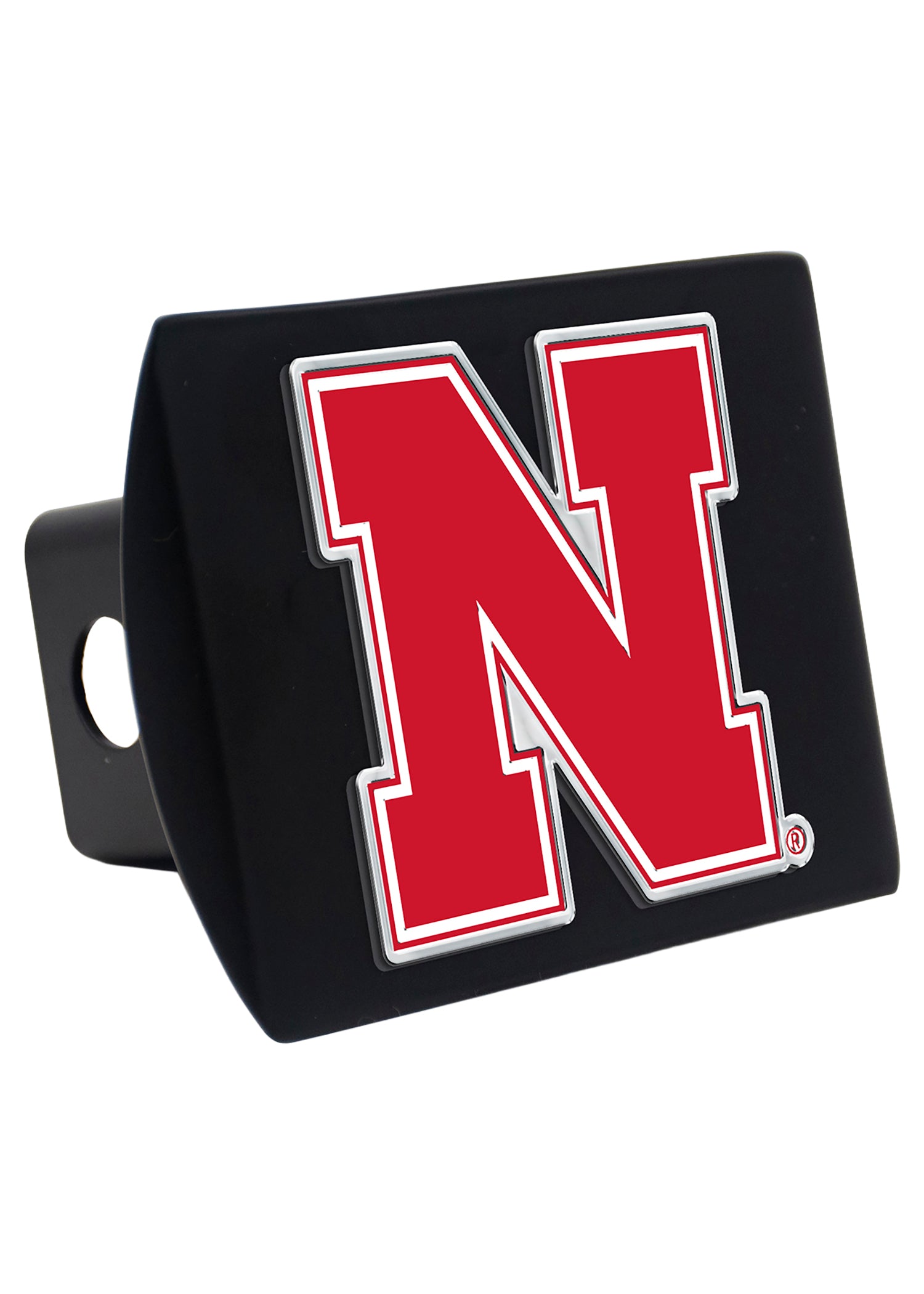 Block N Red on Black Hitch Cover - Nebraska Cornhuskers