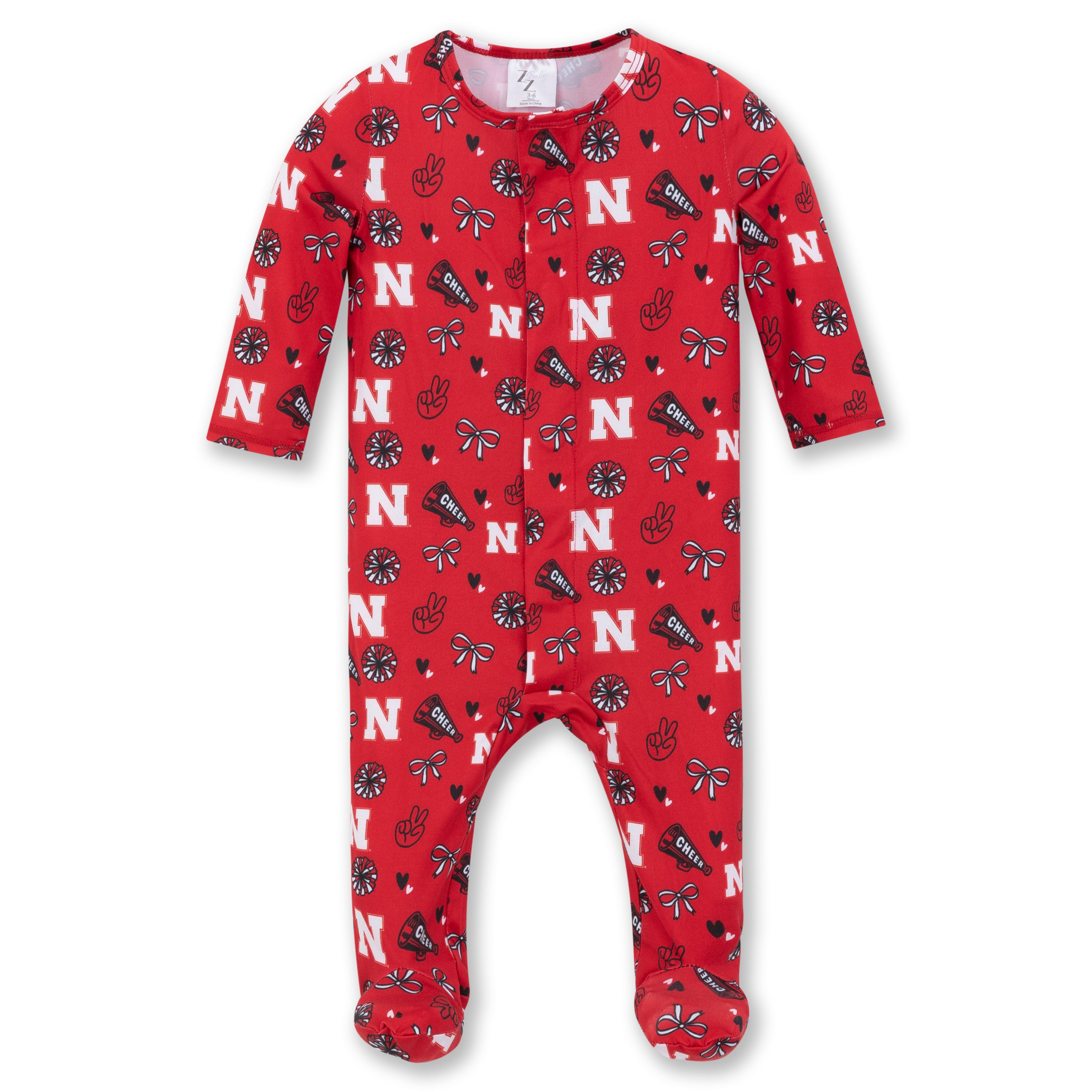 Cheer All over Zoozatz Print Onesie - Nebraska Cornhuskers