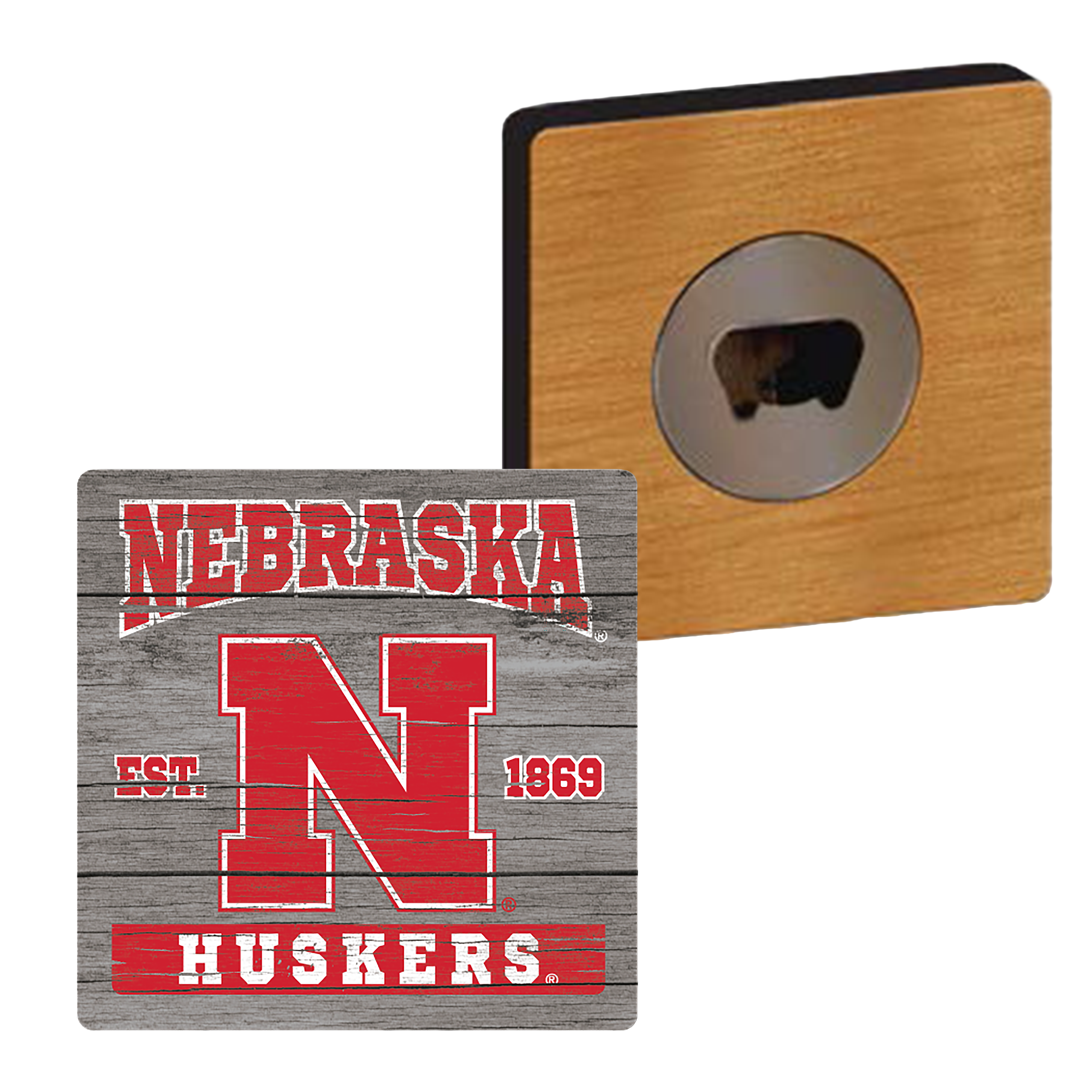 Coaster with Opener - Nebraska Cornhuskers