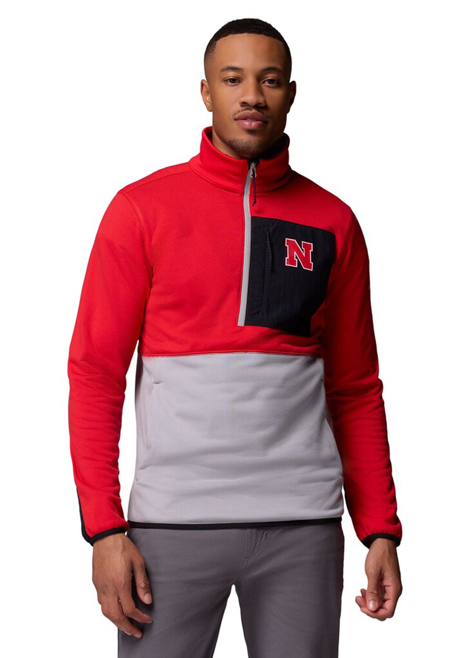Men's Columbia Scarlet/Gray Nebraska Huskers Hike Omni-Wick Half-Zip Pullover